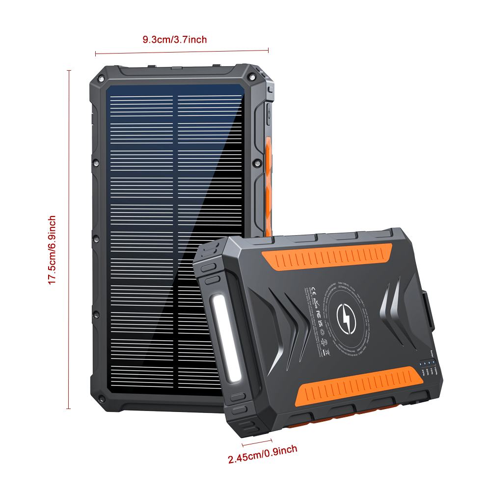Power Bank Wireless Charger 20000mAh Fast Charging Power Bank for All Mobile Devices, Solar Portable Charger with Dual Flashlights, Carabiner EasyOptionXY LLC