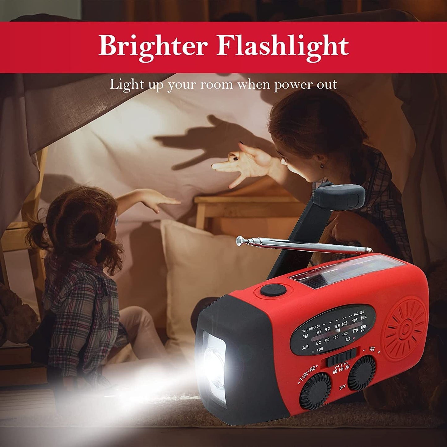 Storm Safe Emergency AM/FM/NOAA Weather Band Radio With Solar Flash Light And Built-in Phone Charger EasyOptionXY LLC