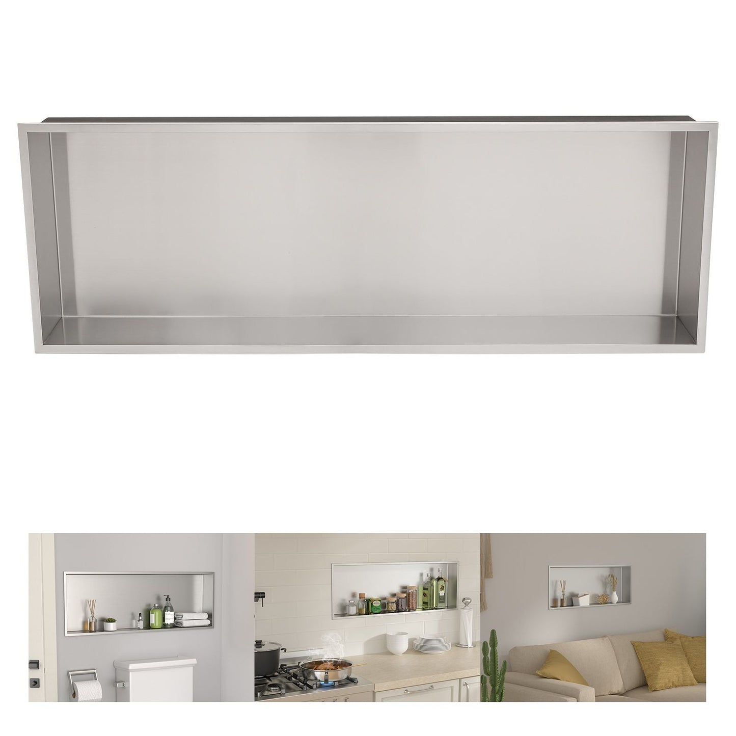Brushed Stainless Steel Wall Shower Niche , Double Recessed Shower Shelf for Bathroom EasyOptionXY LLC