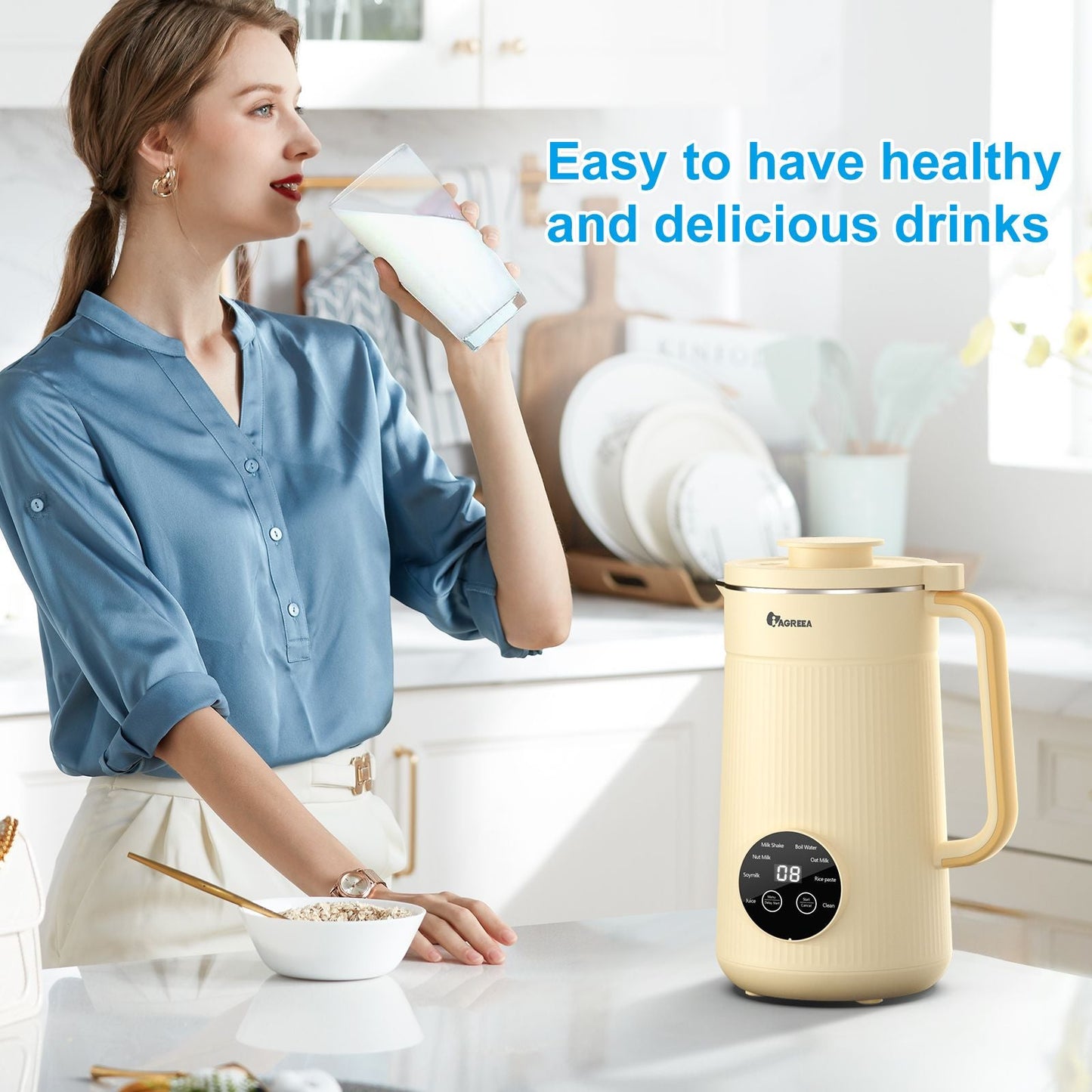 IAGREEA Nut Milk Maker, 35oz Nut/Oat/Almond/Soya/Vegan Juice Beverages Machine - Plant Based Cow Milk Machine Maker, F ood-G rade Stainless Steel Milk Blender, Self-Cleaning EasyOptionXY LLC