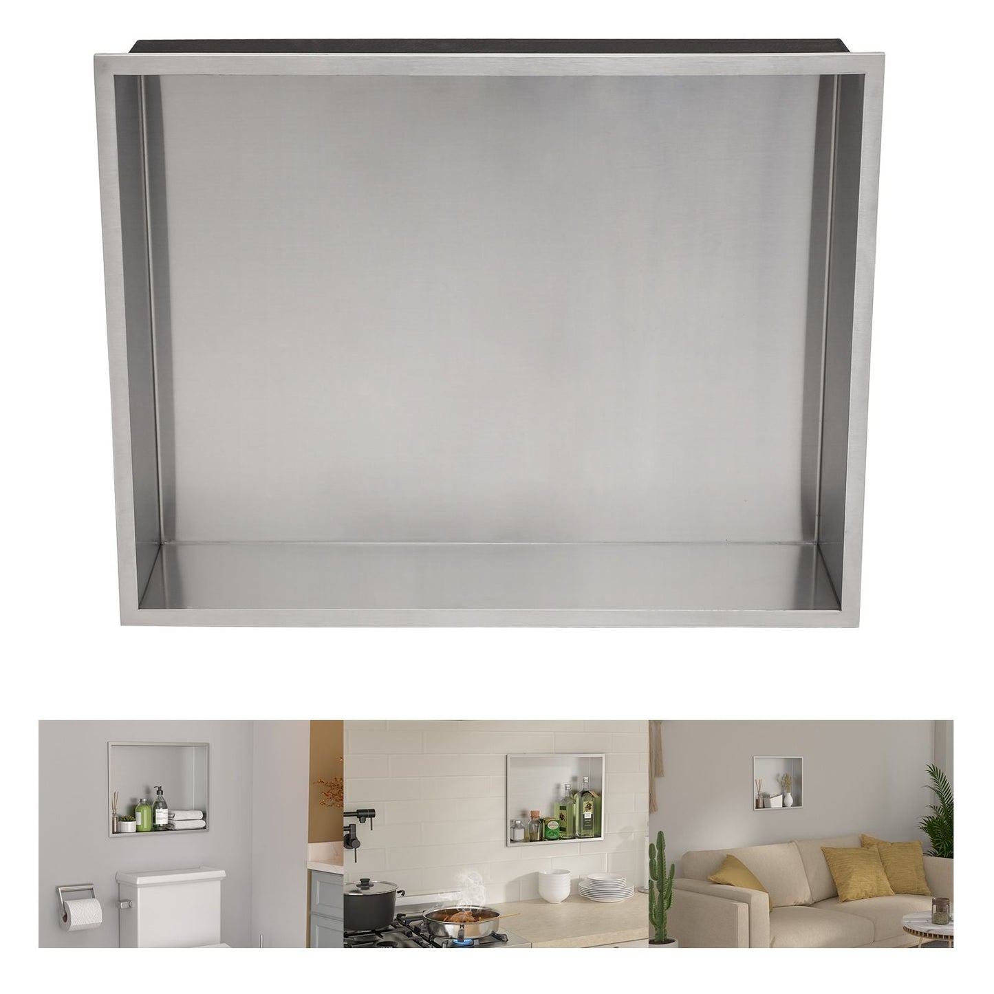 Brushed Stainless Steel Wall Shower Niche , Double Recessed Shower Shelf for Bathroom EasyOptionXY LLC
