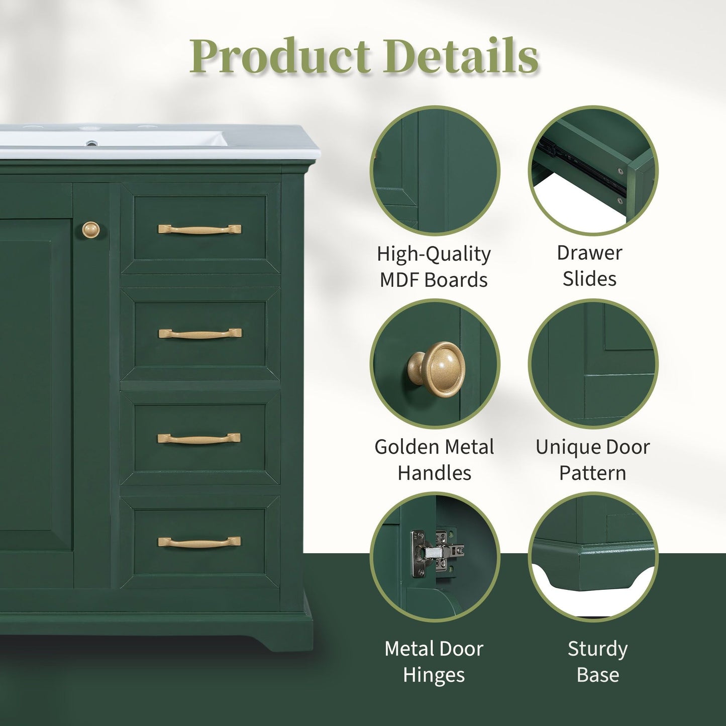 30" Bathroom Vanity with Sink, One Package, Bathroom Cabinet with Drawers, Solid Frame and MDF Board EasyOptionXY LLC