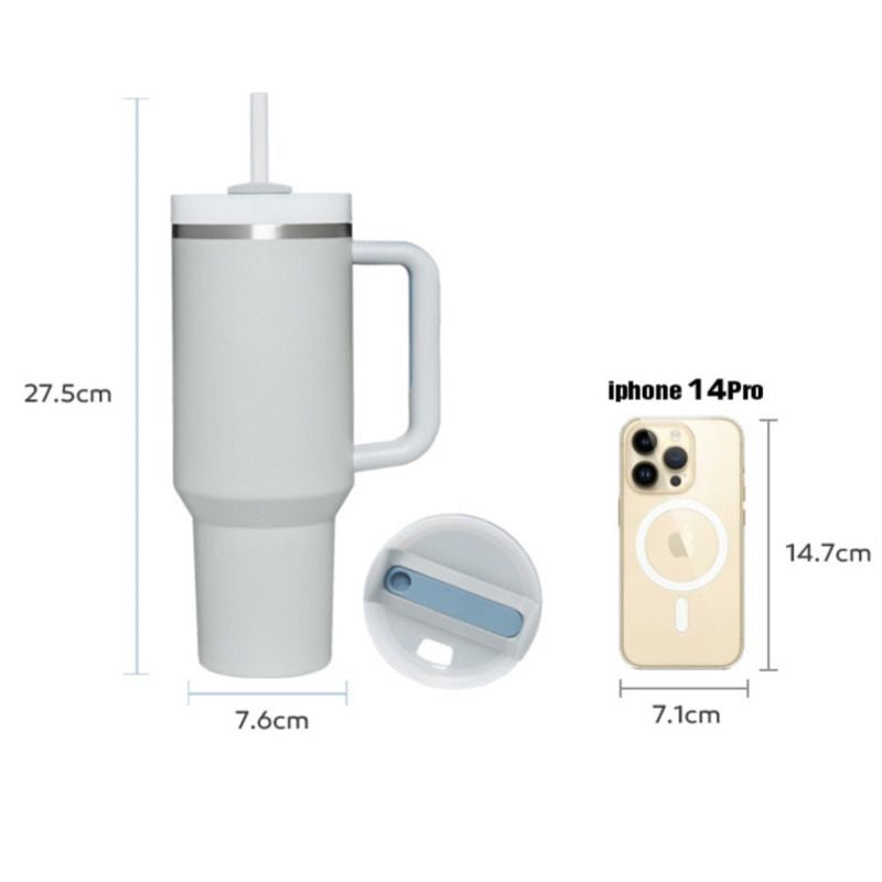 30OZ Straw Coffee Insulation Cup With Handle Portable Car Stainless Steel Water Bottle LargeCapacity Travel B PA F ree Thermal Mug EasyOptionXY LLC