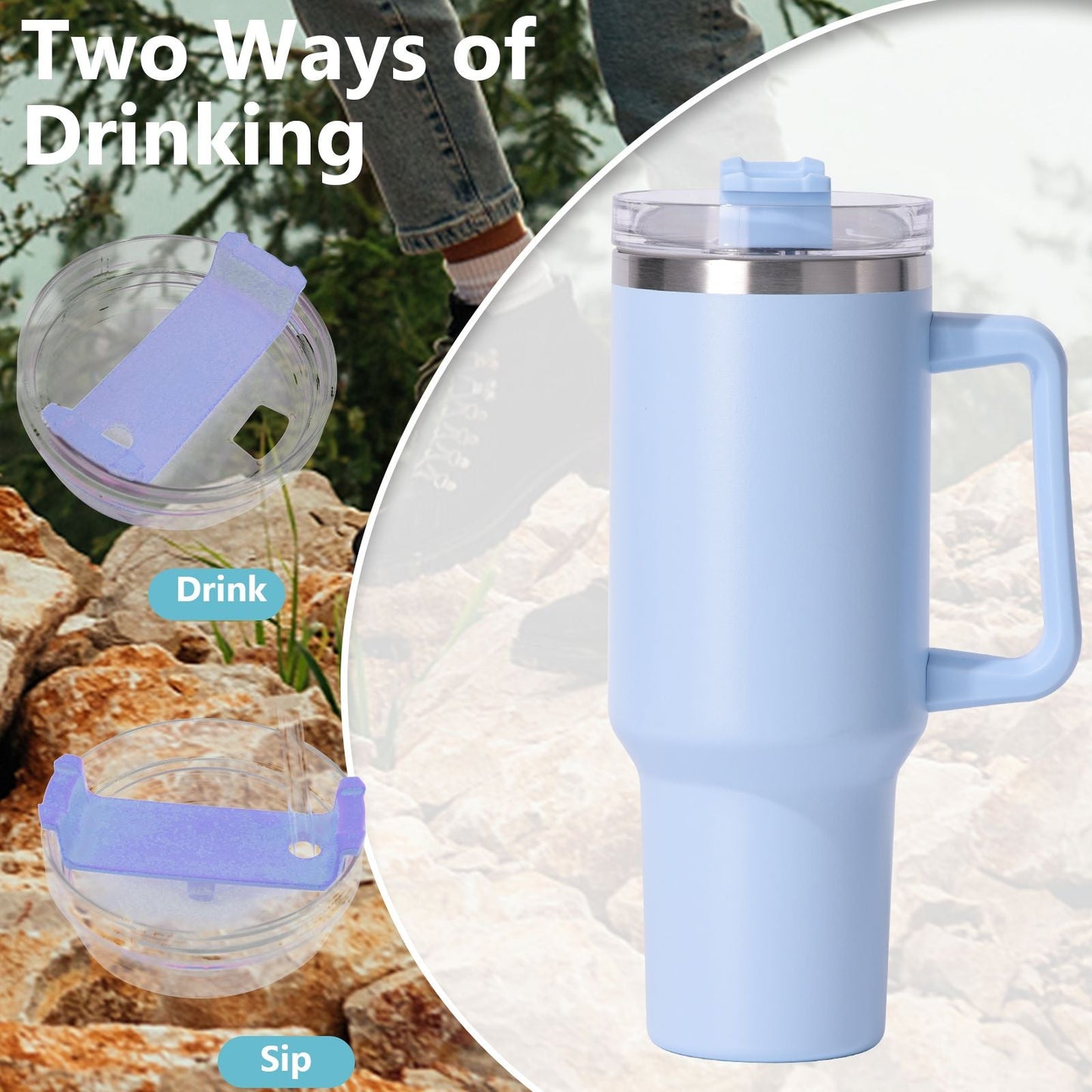 40oz large capacity tumbler, With Handle And Straw Lid, Insulated Reusable Stainless Steel Water Bottles Travel Mug Coffee Cup car cup water cup For Men Women Outdoor Camping Driving, gift EasyOptionXY LLC