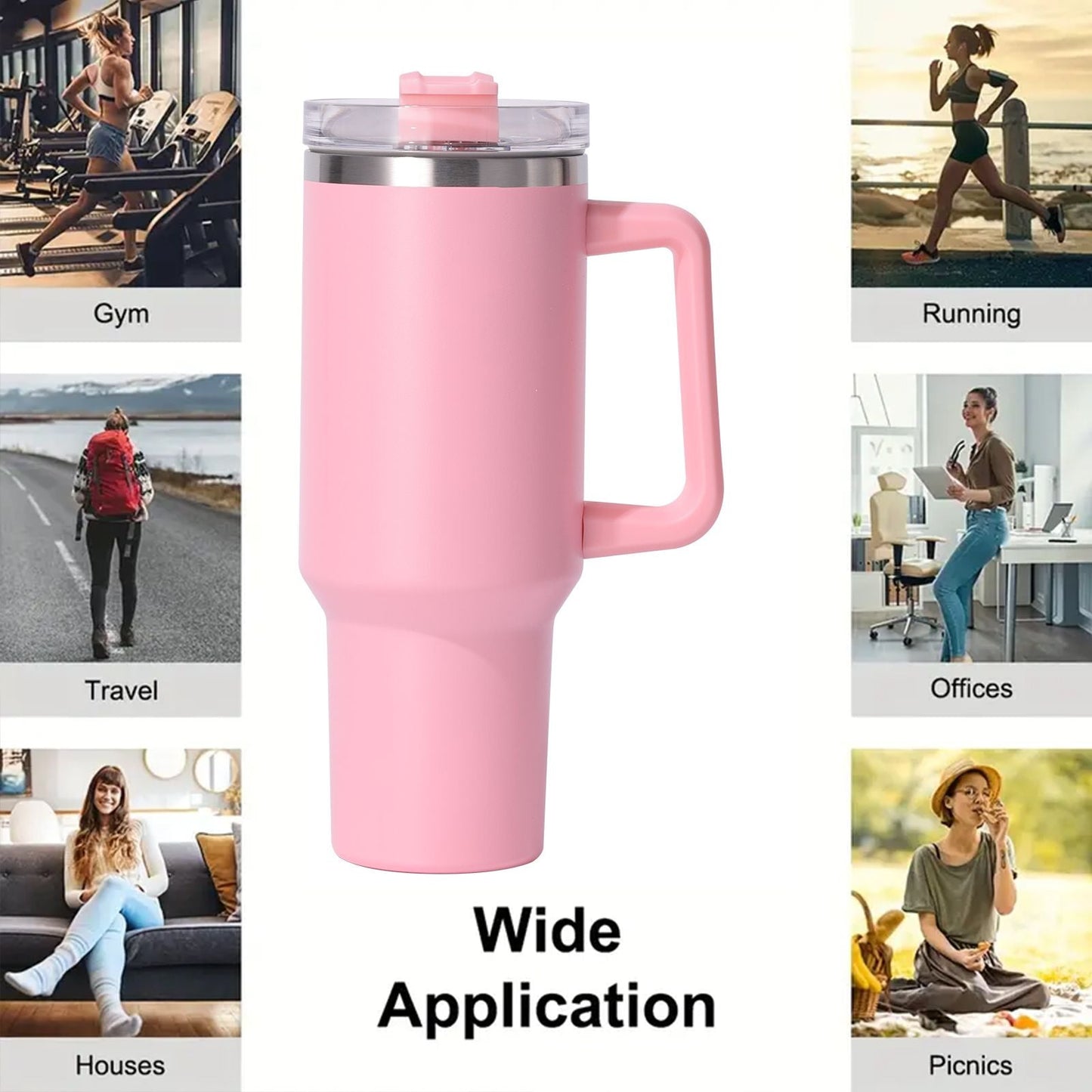 40oz large capacity tumbler, With Handle And Straw Lid, Insulated Reusable Stainless Steel Water Bottles Travel Mug Coffee Cup car cup water cup For Men Women Outdoor Camping Driving, gift EasyOptionXY LLC