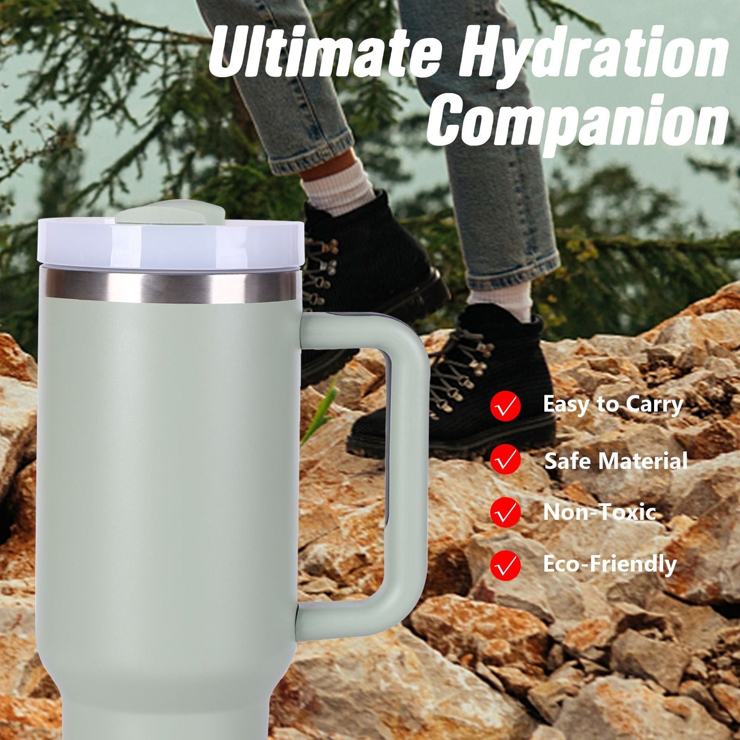 40oz V2 large capacity tumbler, With Handle And Straw Lid, Insulated Reusable Stainless Steel Water Bottles Travel Mug Coffee Cup car cup water cup For Men Women Outdoor Camping Driving, gift EasyOptionXY LLC