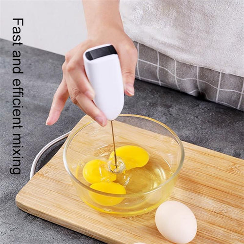 White Electric Egg Beater Milk Frother For Coffee Household Kitchen Mini Stainless Steel Coffee Milk Tea Blender EasyOptionXY LLC