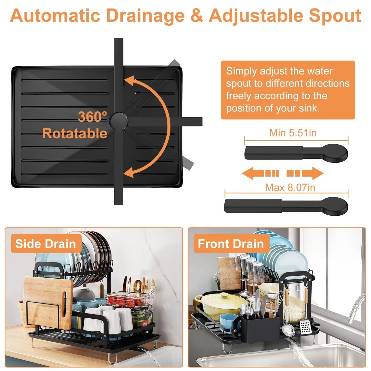 2-Tier Dish Drying Rack for Kitchen Counter Space Saving Rustproof Dish Rack with Drainboard Detachable Kitchen Drainer Organizer Set EasyOptionXY LLC