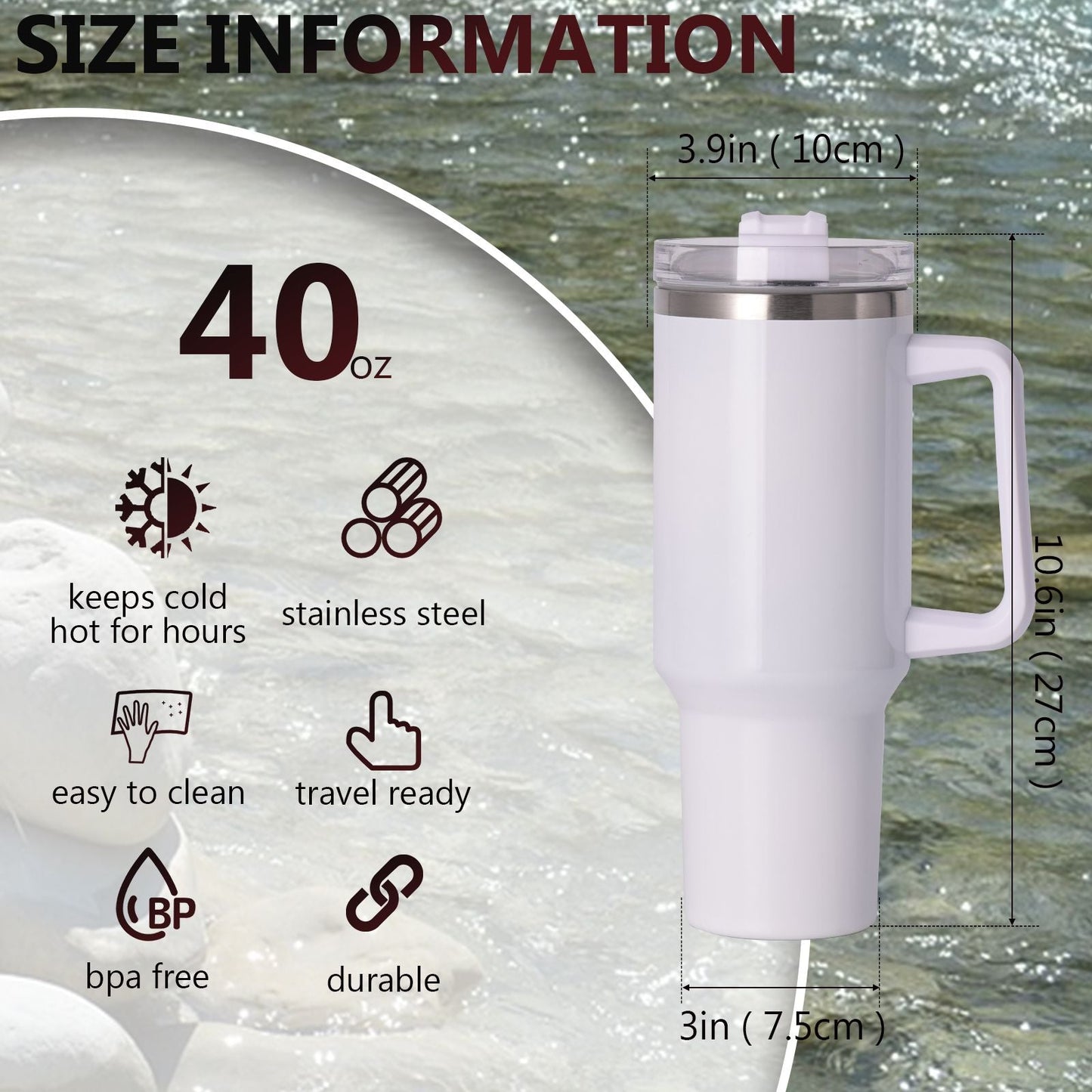40oz large capacity tumbler With Handle And Straw Lid, Insulated Reusable Stainless Steel Water Bottles Travel Mug Coffee Cup car cup water cup For Men Women Outdoor Camping Driving, gift EasyOptionXY LLC