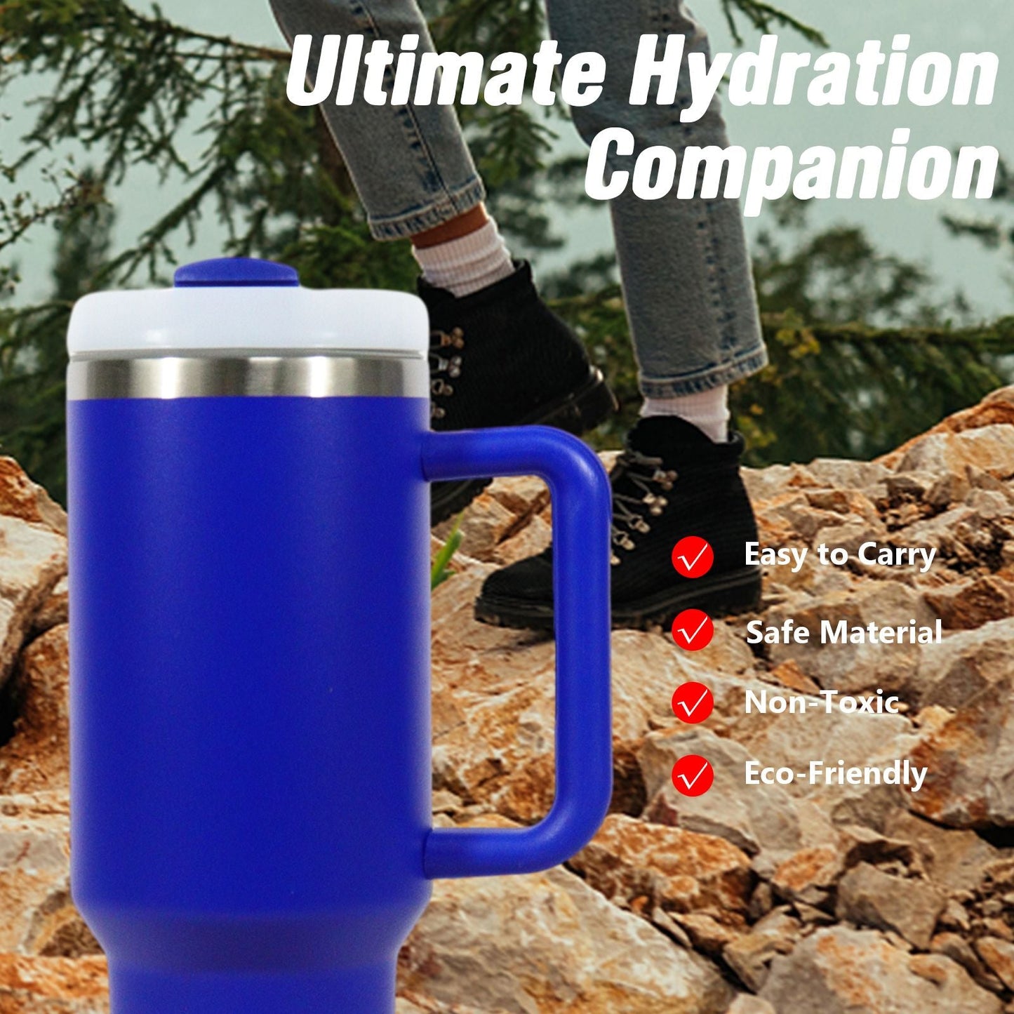 40oz V2 large capacity tumbler, With Handle And Straw Lid, Insulated Reusable Stainless Steel Water Bottles Travel Mug Coffee Cup car cup water cup For Men Women Outdoor Camping Driving, gift EasyOptionXY LLC