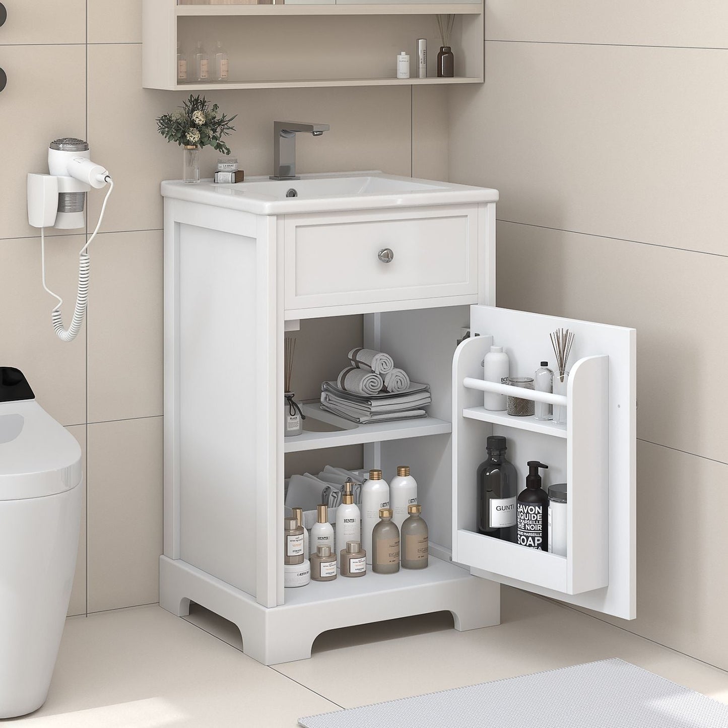20\" Bathroom Vanity with Sink, Bathroom Cabinet with Soft Closing Door, Storage Rack and Adjustable Shelves EasyOptionXY LLC