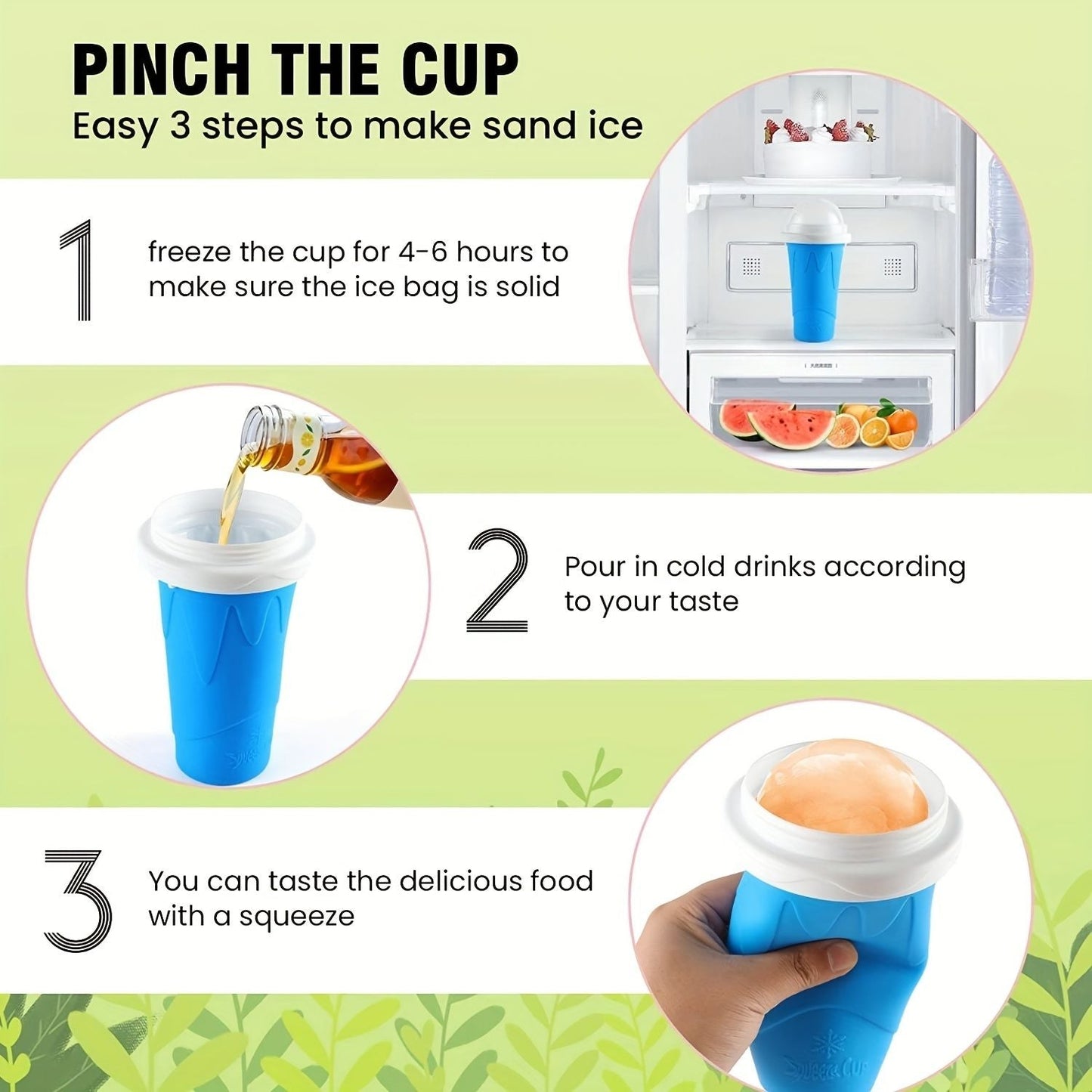 400ml Summer Homemade Squeezable Juice Water Bottle, Quick-Frozen Ice Cream Slushy Maker Smoothie Cup EasyOptionXY LLC