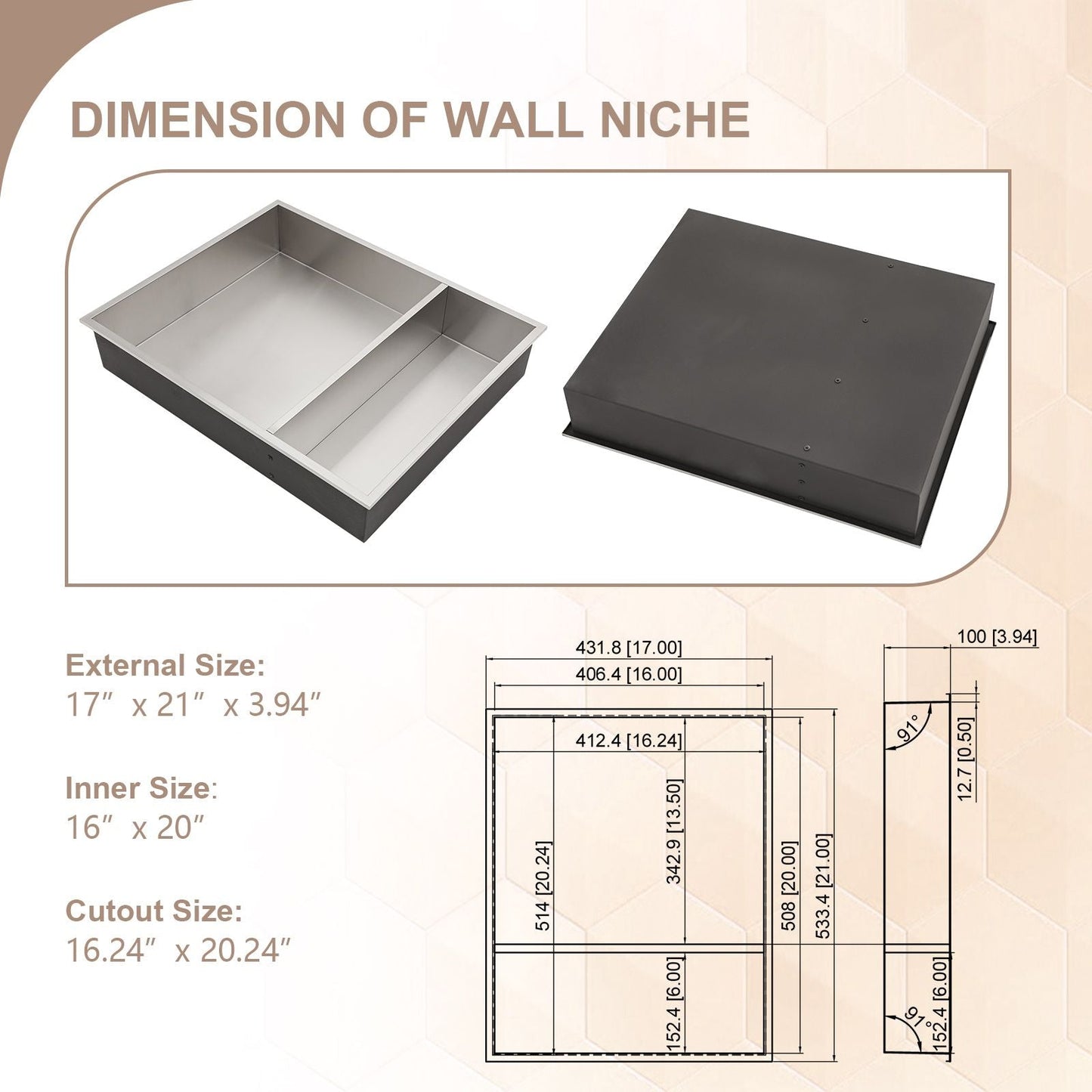 Brushed Stainless Steel Wall Shower Niche , Double Recessed Shower Shelf for Bathroom EasyOptionXY LLC