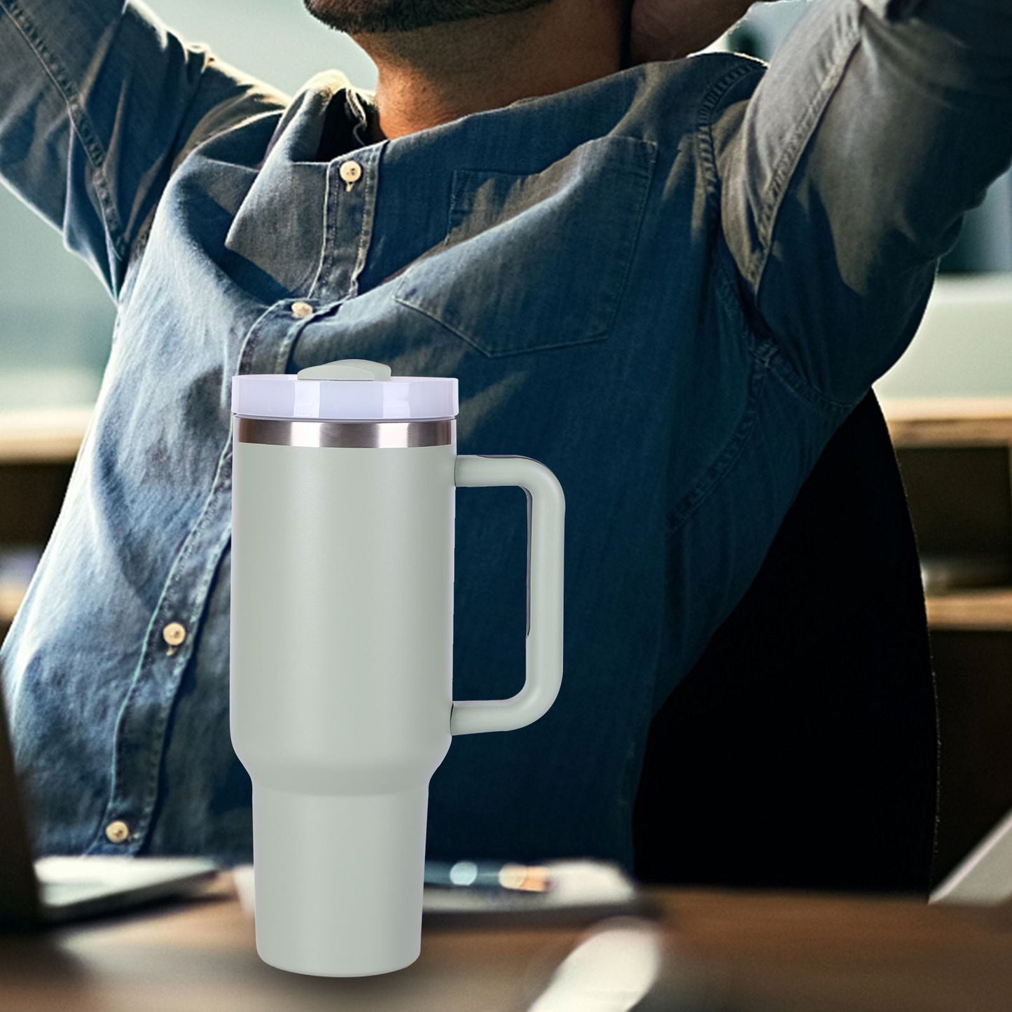 40oz V2 large capacity tumbler, With Handle And Straw Lid, Insulated Reusable Stainless Steel Water Bottles Travel Mug Coffee Cup car cup water cup For Men Women Outdoor Camping Driving, gift EasyOptionXY LLC