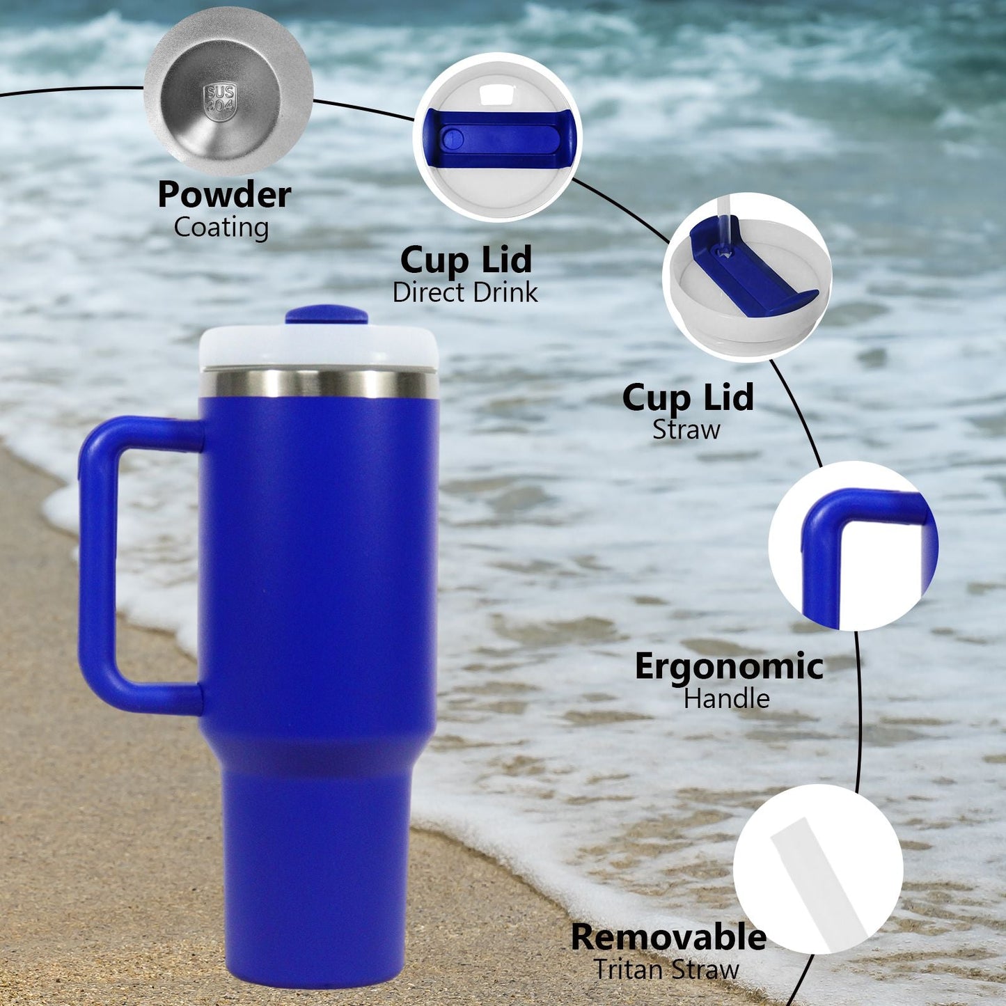 40oz V2 large capacity tumbler, With Handle And Straw Lid, Insulated Reusable Stainless Steel Water Bottles Travel Mug Coffee Cup car cup water cup For Men Women Outdoor Camping Driving, gift EasyOptionXY LLC