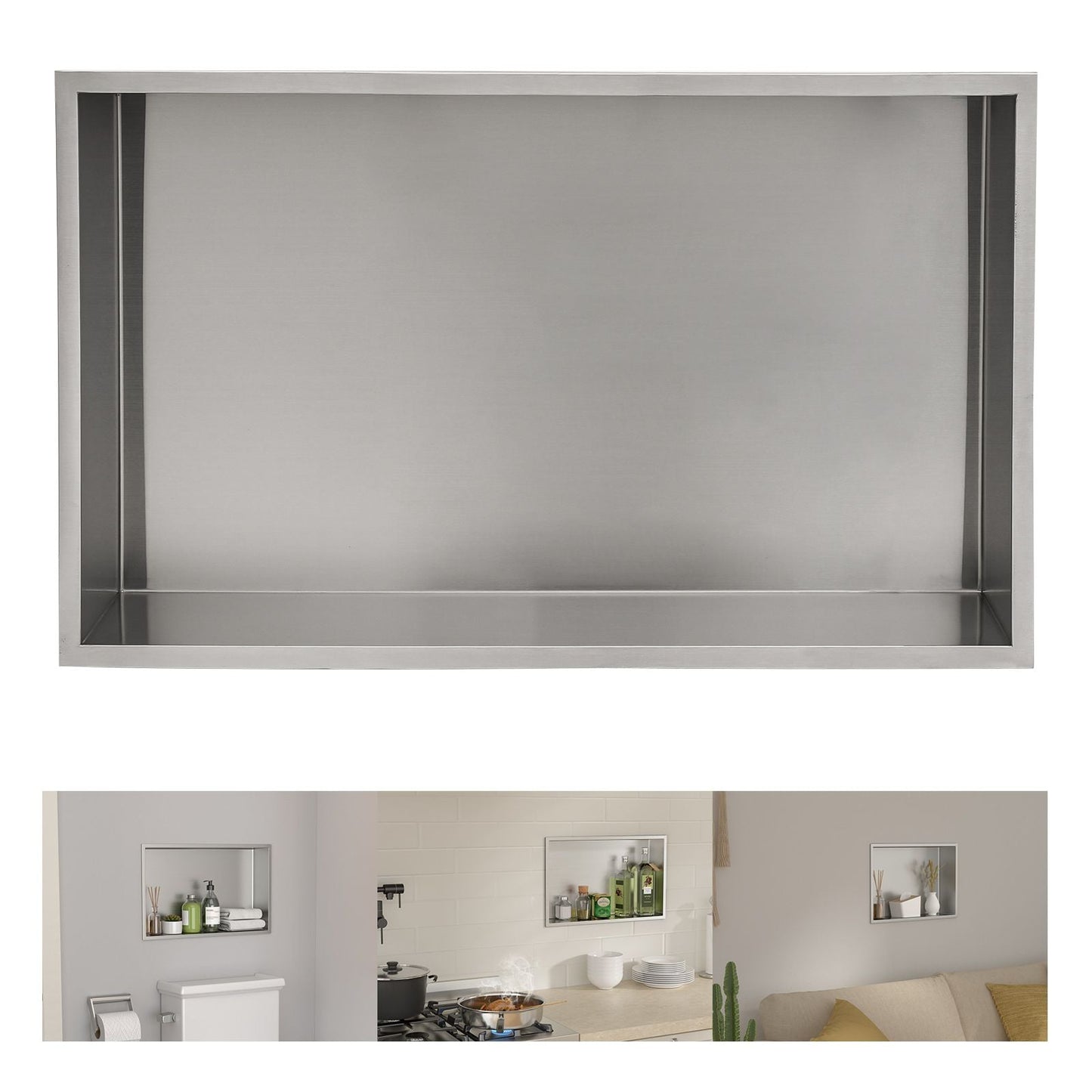 Brushed Stainless Steel Wall Shower Niche , Double Recessed Shower Shelf for Bathroom EasyOptionXY LLC