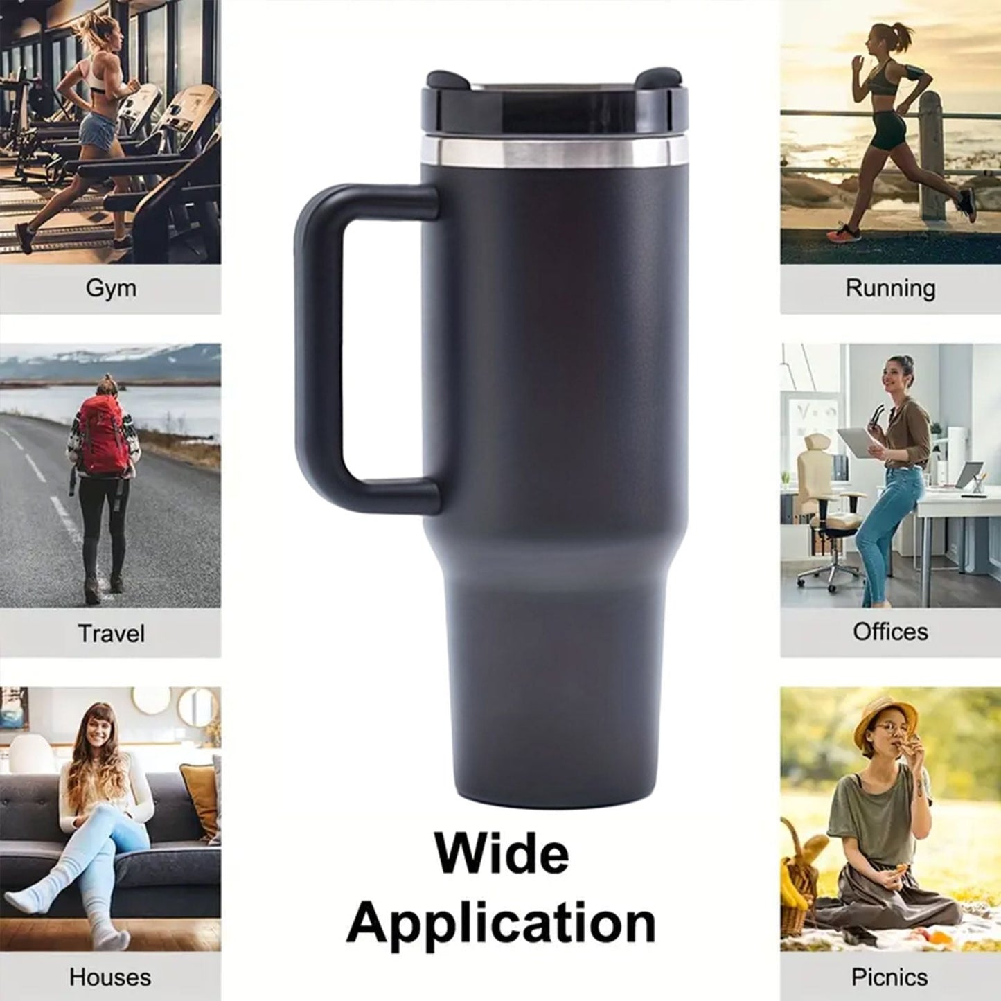 40oz V2 large capacity tumbler, With Handle And Straw Lid, Insulated Reusable Stainless Steel Water Bottles Travel Mug Coffee Cup car cup water cup For Men Women Outdoor Camping Driving, gift EasyOptionXY LLC