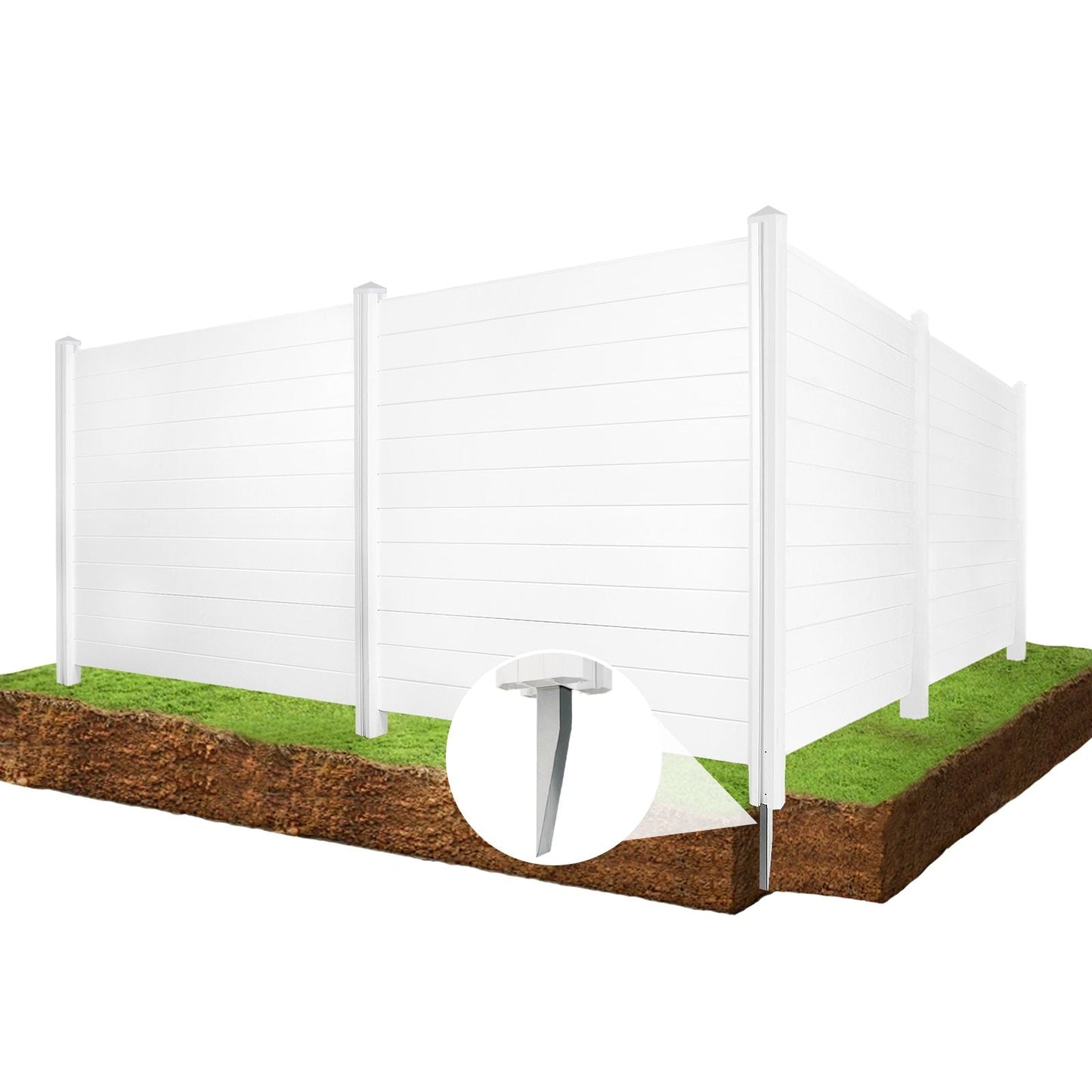 Air Conditioner Fence, Trash Can Vinyl Privacy Fence White Panel for Outside, Outdoor Pool Equipment Enclosure with Metal Stakes, (2-Pack) EasyOptionXY LLC