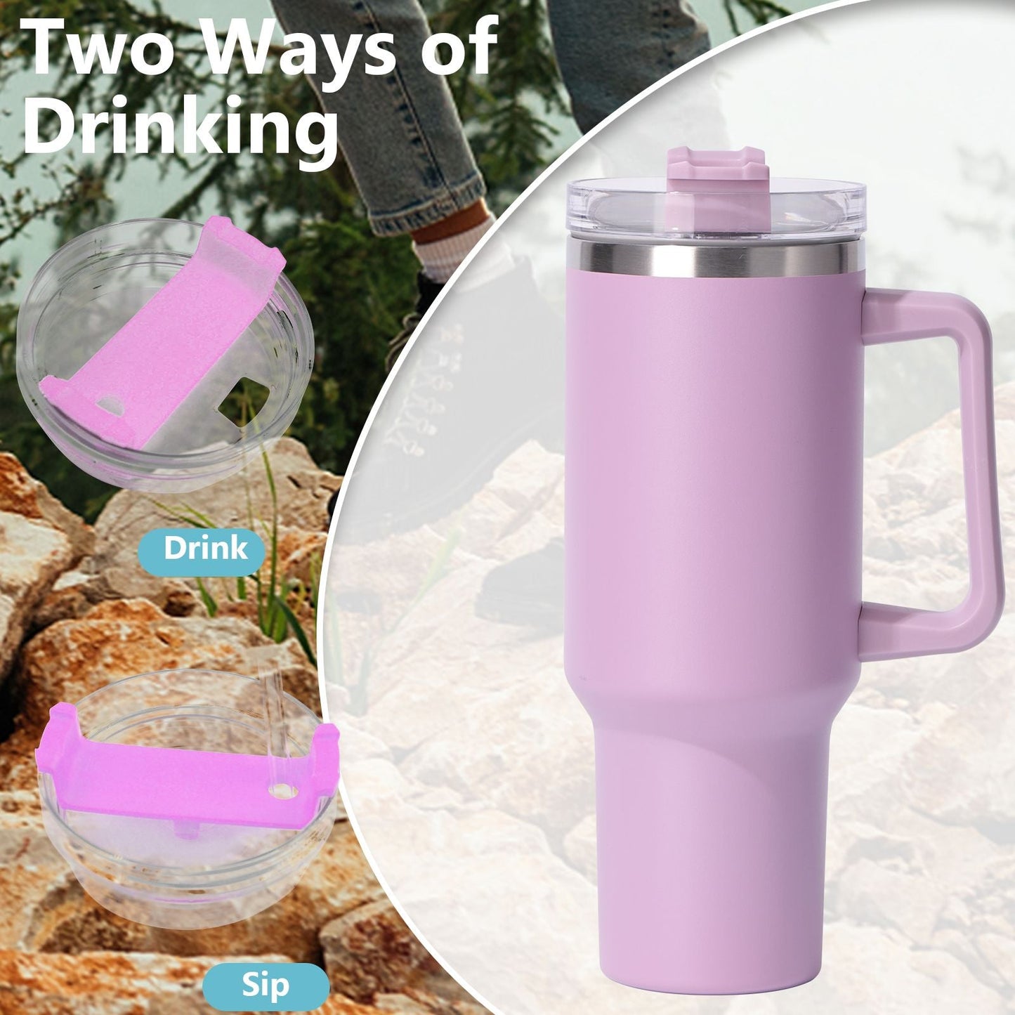 40oz large capacity tumbler, With Handle And Straw Lid, Insulated Reusable Stainless Steel Water Bottles Travel Mug Coffee Cup car cup water cup For Men Women Outdoor Camping Driving, gift EasyOptionXY LLC