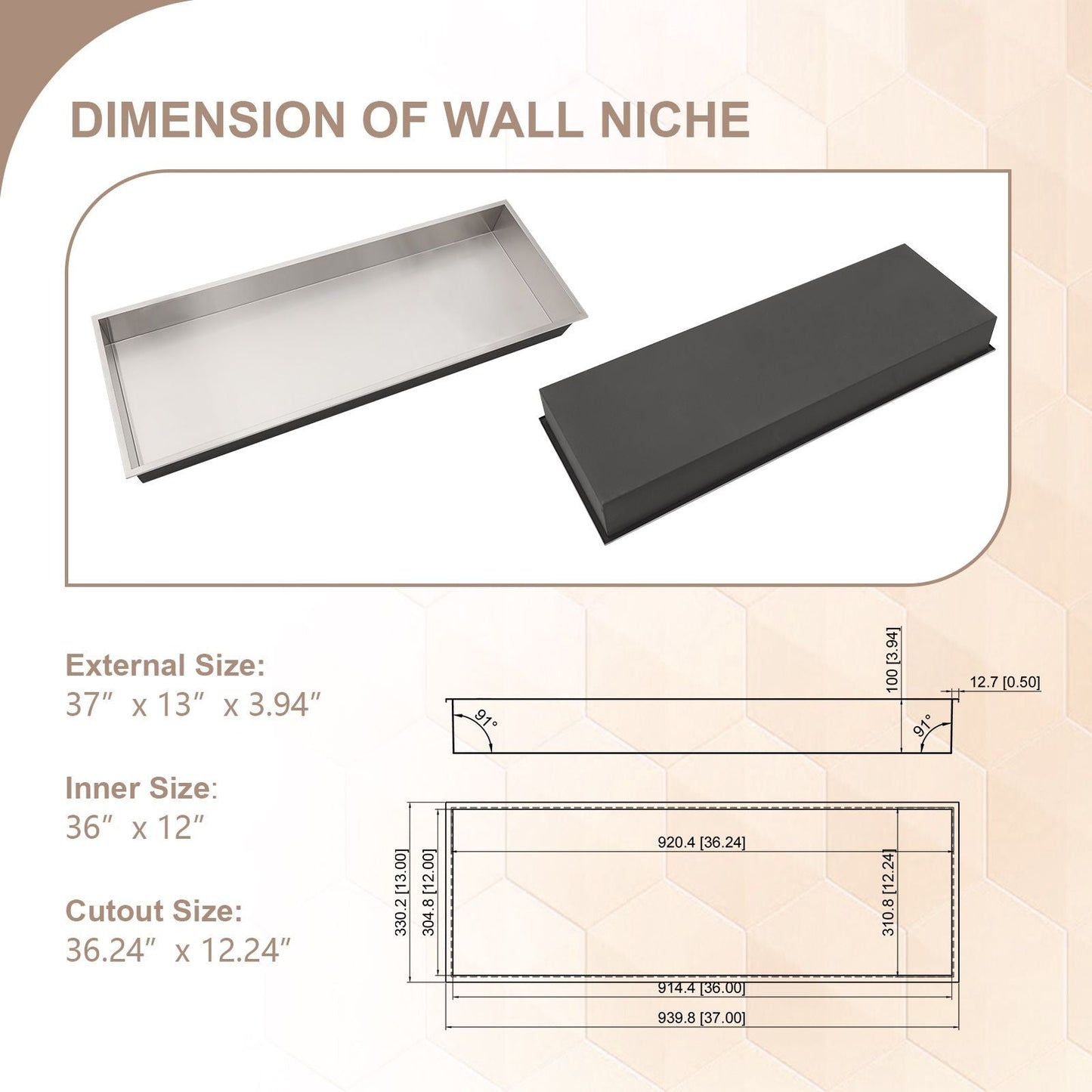 Brushed Stainless Steel Wall Shower Niche , Double Recessed Shower Shelf for Bathroom EasyOptionXY LLC