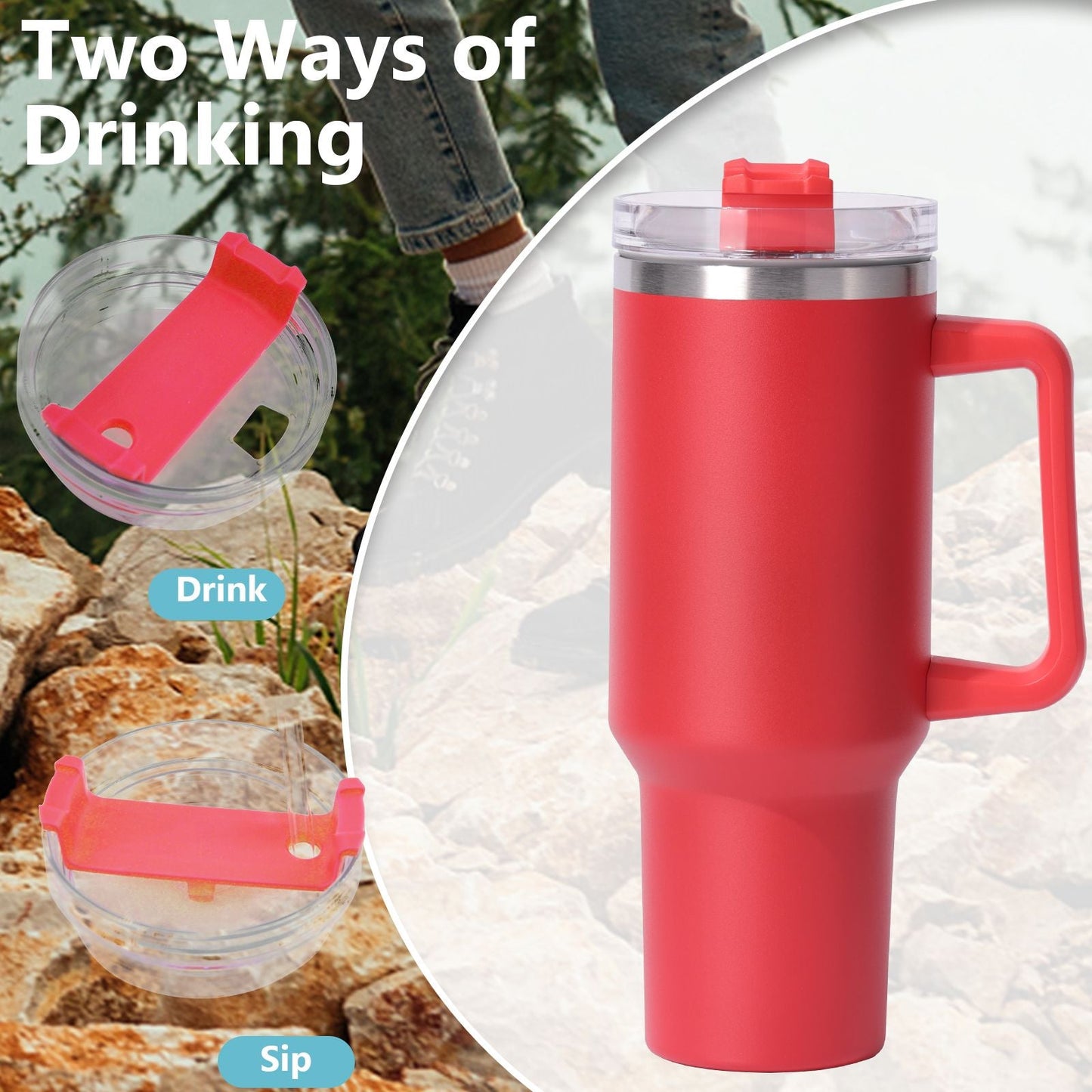 40oz large capacity tumbler, With Handle And Straw Lid, Insulated Reusable Stainless Steel Water Bottles Travel Mug Coffee Cup car cup water cup For Men Women Outdoor Camping Driving, gift EasyOptionXY LLC