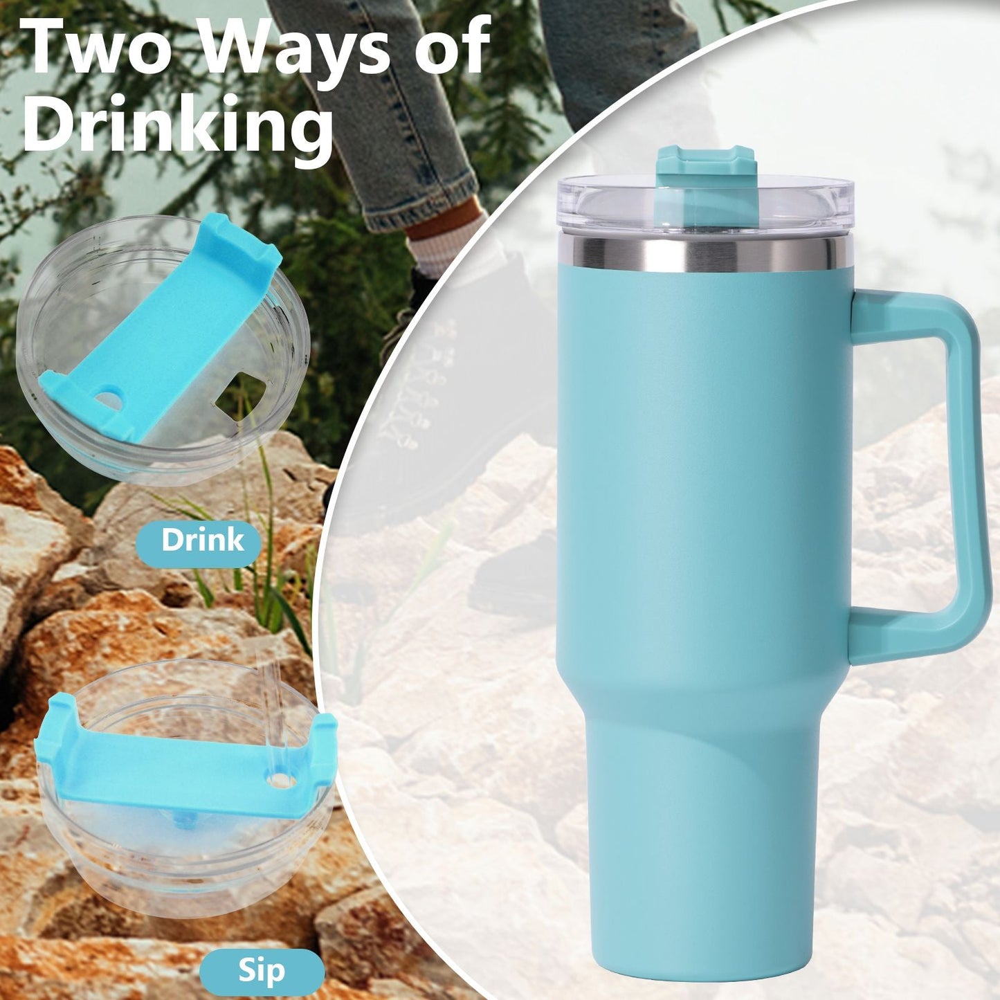40oz large capacity tumbler, With Handle And Straw Lid, Insulated Reusable Stainless Steel Water Bottles Travel Mug Coffee Cup car cup water cup For Men Women Outdoor Camping Driving, gift EasyOptionXY LLC
