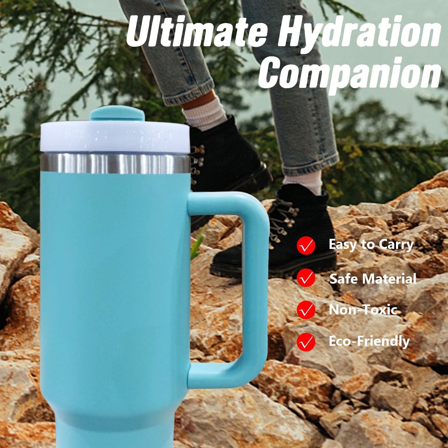 40oz V2 large capacity tumbler, With Handle And Straw Lid, Insulated Reusable Stainless Steel Water Bottles Travel Mug Coffee Cup car cup water cup For Men Women Outdoor Camping Driving, gift EasyOptionXY LLC