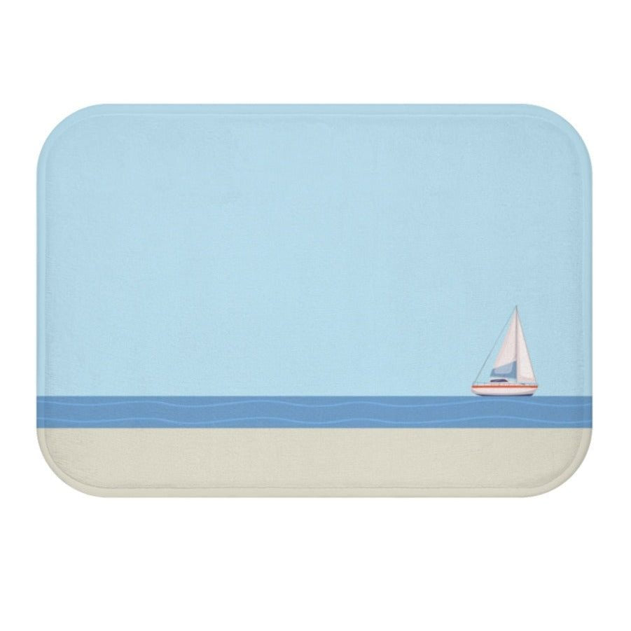 Sail Boat in the Ocean Bath Mat EasyOptionXY LLC