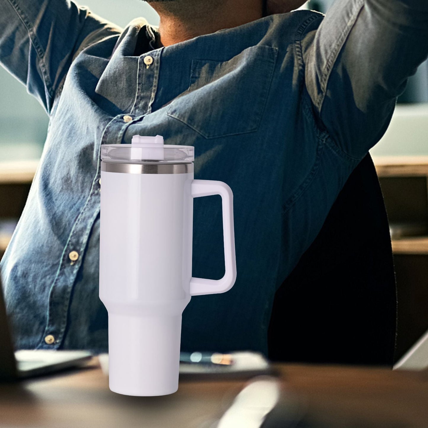 40oz large capacity tumbler With Handle And Straw Lid, Insulated Reusable Stainless Steel Water Bottles Travel Mug Coffee Cup car cup water cup For Men Women Outdoor Camping Driving, gift EasyOptionXY LLC