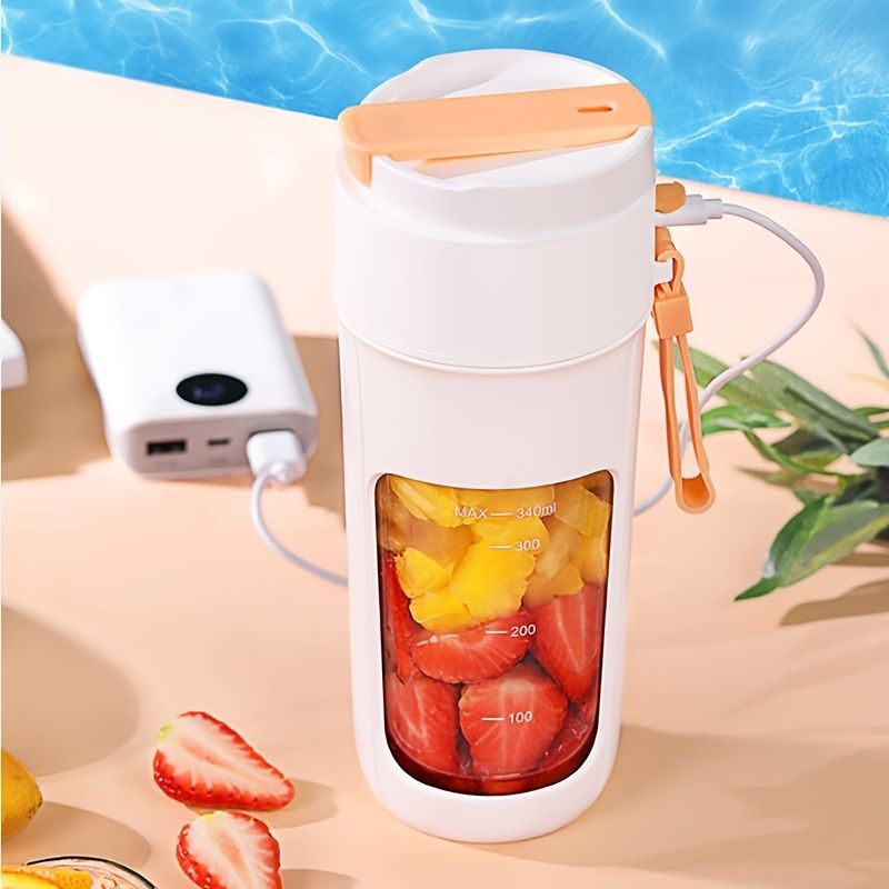 Portable Wireless Blender With The Straw; USB Travel Juice Cup Baby Food Mixing Juicer Machince With Updated 8 Blades 3000mAh Rechargeable Battery EasyOptionXY LLC