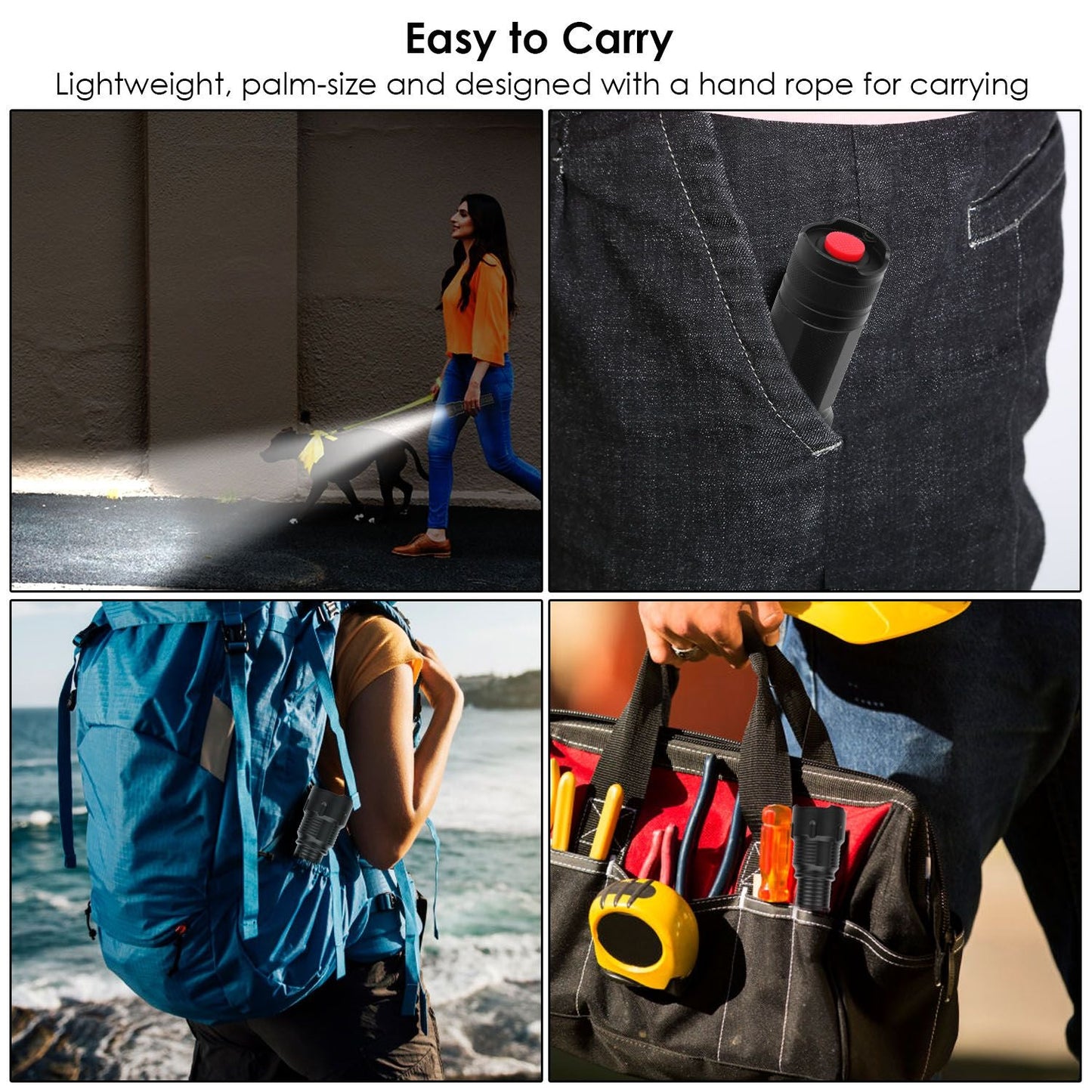LED Rechargeable Flashlight Zoomable Aluminum Alloy Flashlight Torch EasyOptionXY LLC