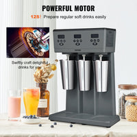VEVOR Milkshake Maker, 375W x 3 Electric Milkshake Machine, Commercial Triple Heads Drink Mixer Blender, LED Intelligent Microswitch, 3-Speed Milkshake Mixer with 3 x 820 ml Stainless Steel Cups EasyOptionXY LLC