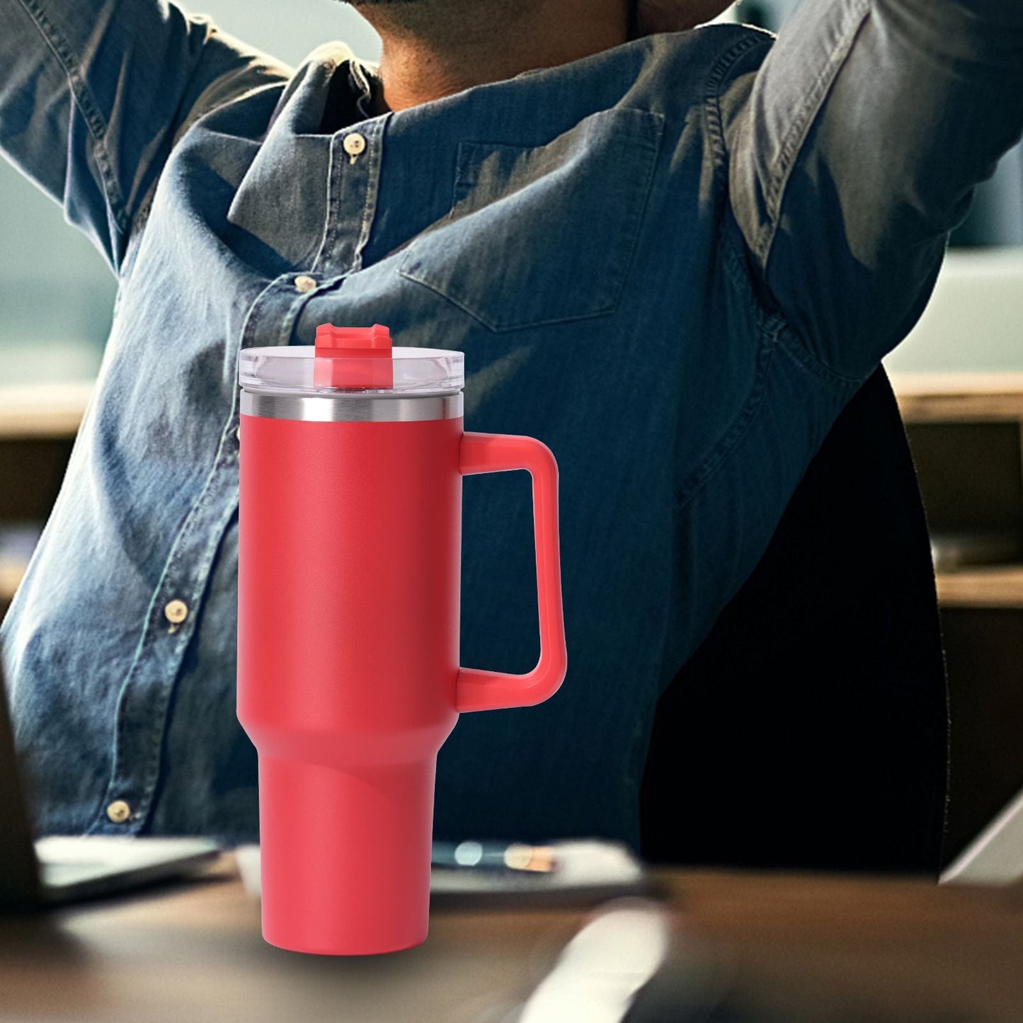 40oz large capacity tumbler, With Handle And Straw Lid, Insulated Reusable Stainless Steel Water Bottles Travel Mug Coffee Cup car cup water cup For Men Women Outdoor Camping Driving, gift EasyOptionXY LLC