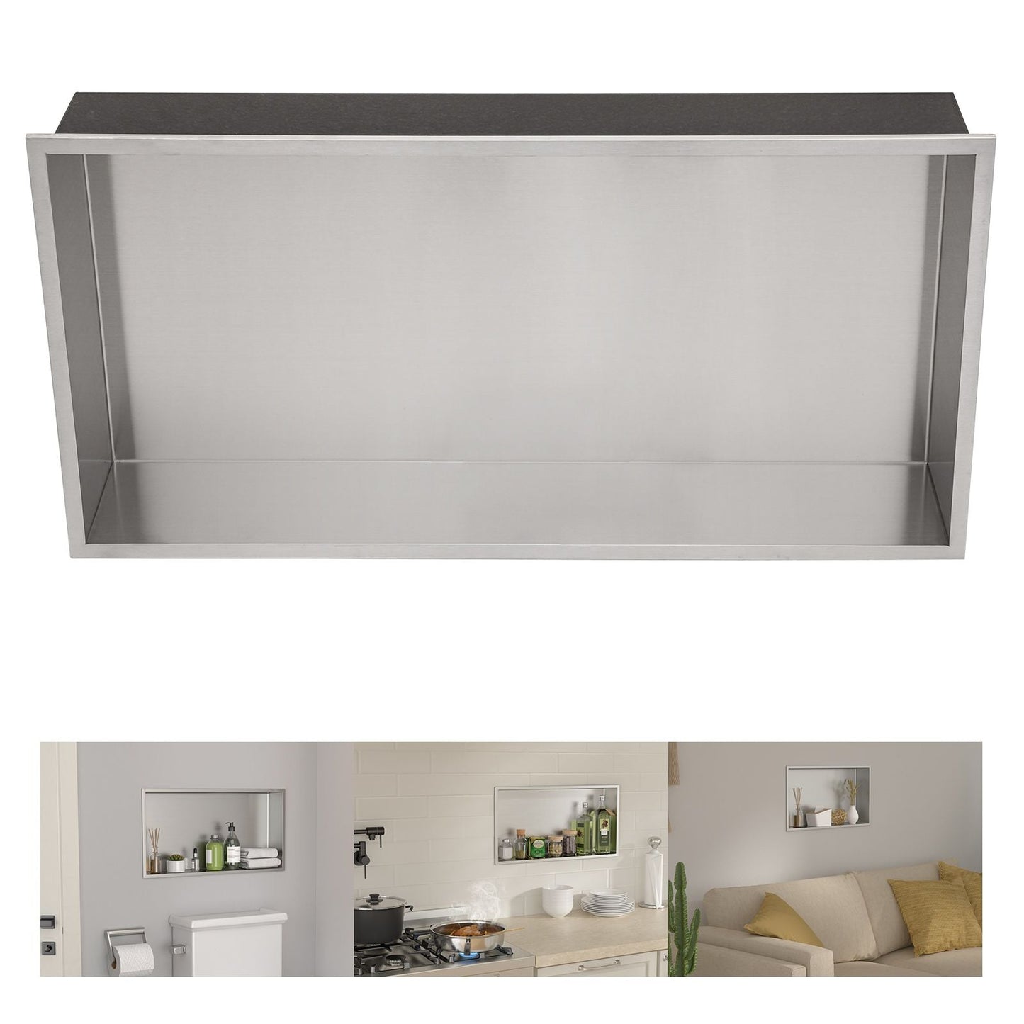Brushed Stainless Steel Wall Shower Niche , Double Recessed Shower Shelf for Bathroom EasyOptionXY LLC