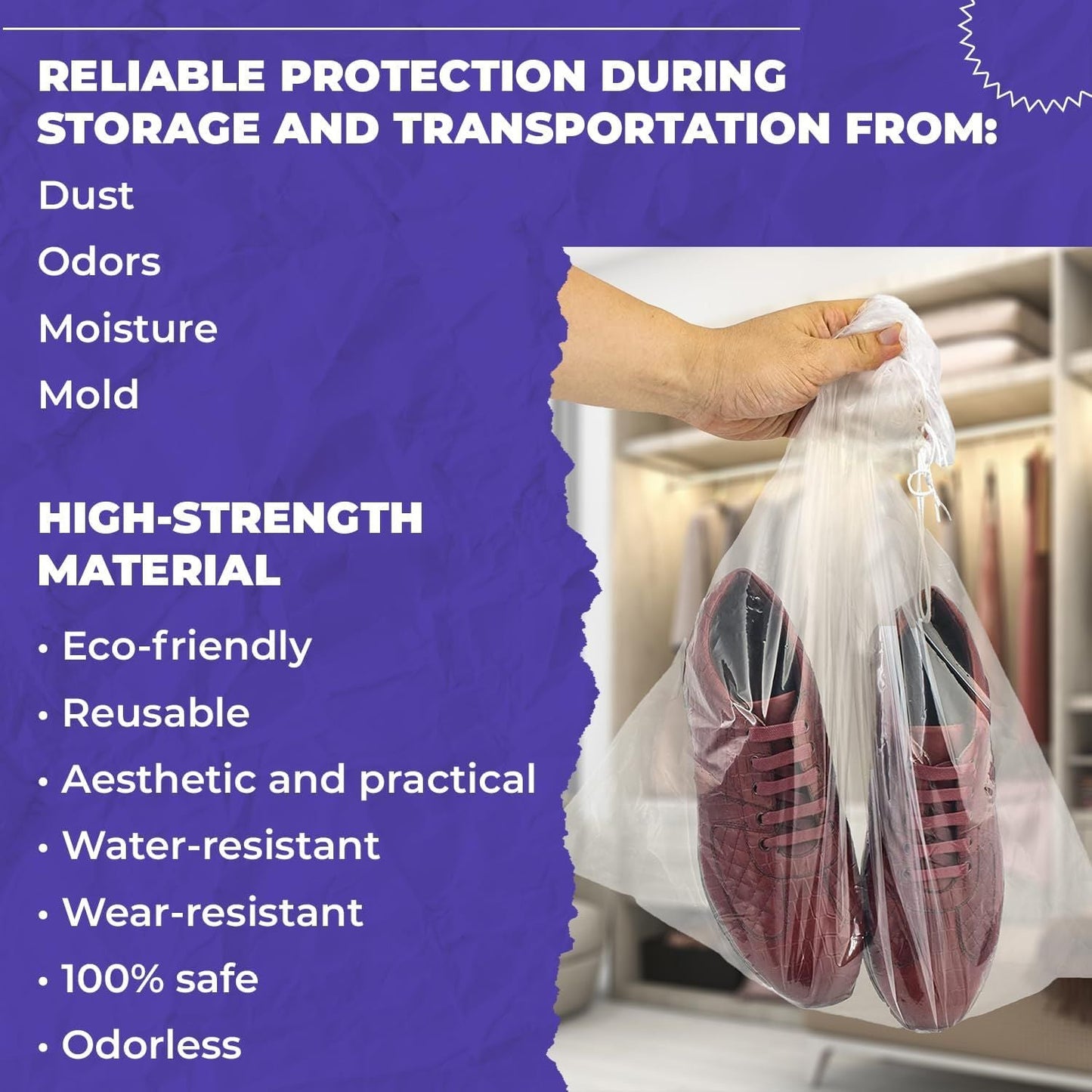 Clear Drawstring Bag, 12 x 18 Inches. Pack of 100 Clear Plastic Drawstring Bags. 2 Mil Drawstring Clear Plastic Bags. Waterproof Clear Plastic Bags Drawstring for Cosmetics, Toiletries EasyOptionXY LLC