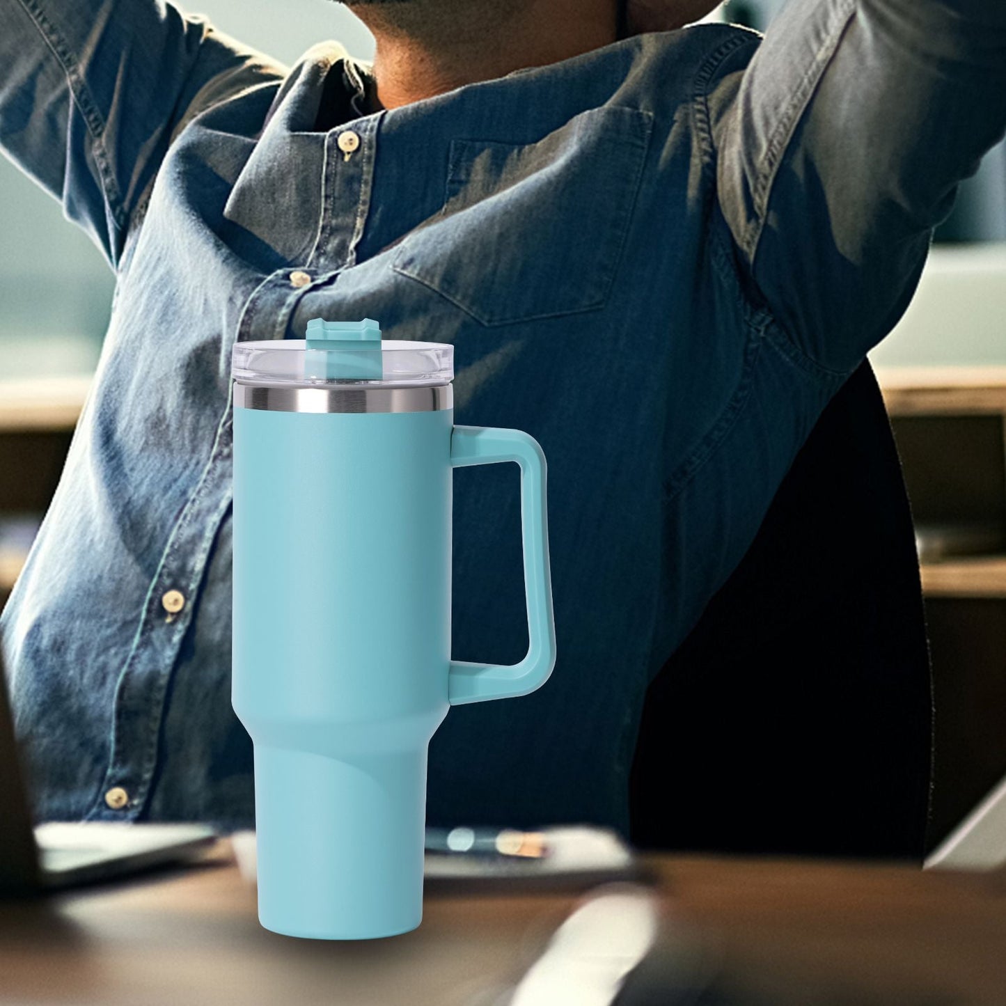 40oz large capacity tumbler, With Handle And Straw Lid, Insulated Reusable Stainless Steel Water Bottles Travel Mug Coffee Cup car cup water cup For Men Women Outdoor Camping Driving, gift EasyOptionXY LLC