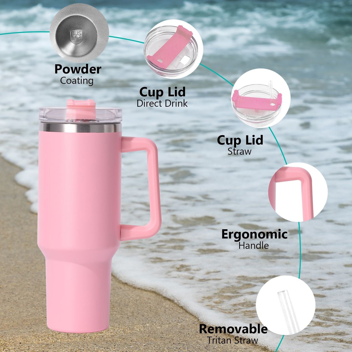 40oz large capacity tumbler, With Handle And Straw Lid, Insulated Reusable Stainless Steel Water Bottles Travel Mug Coffee Cup car cup water cup For Men Women Outdoor Camping Driving, gift EasyOptionXY LLC