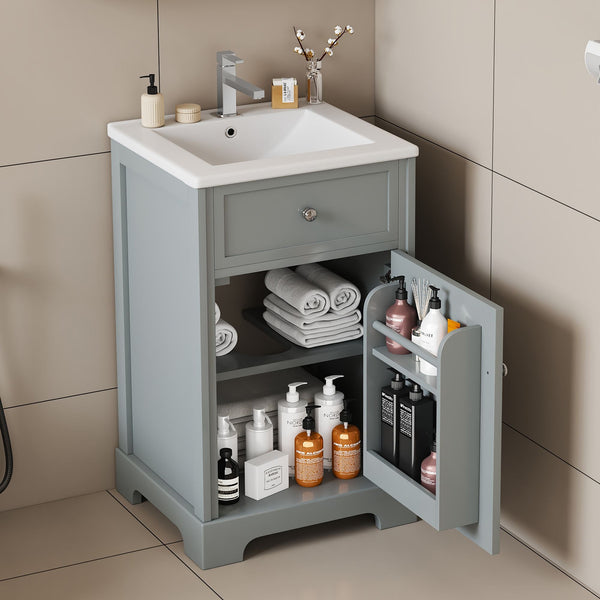 20\" Bathroom Vanity with Sink, Bathroom Cabinet with Soft Closing Door, Storage Rack and Adjustable Shelves EasyOptionXY LLC