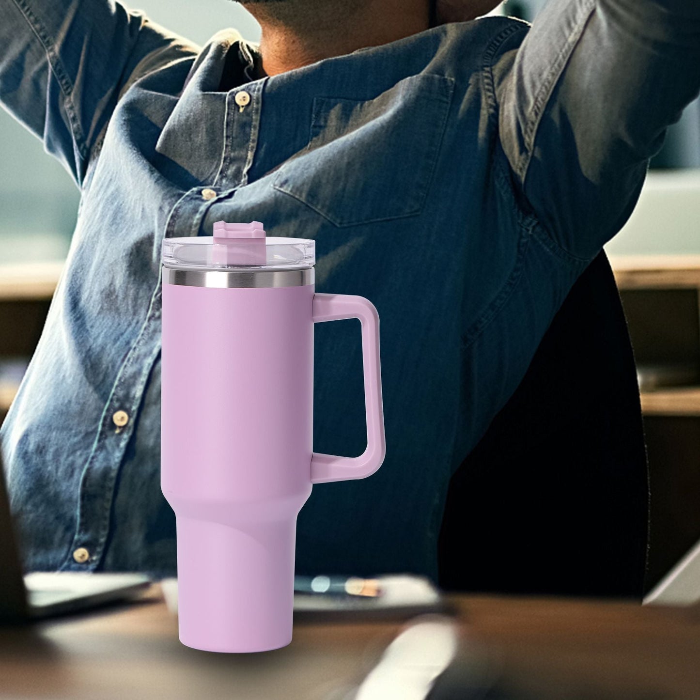 40oz large capacity tumbler, With Handle And Straw Lid, Insulated Reusable Stainless Steel Water Bottles Travel Mug Coffee Cup car cup water cup For Men Women Outdoor Camping Driving, gift EasyOptionXY LLC