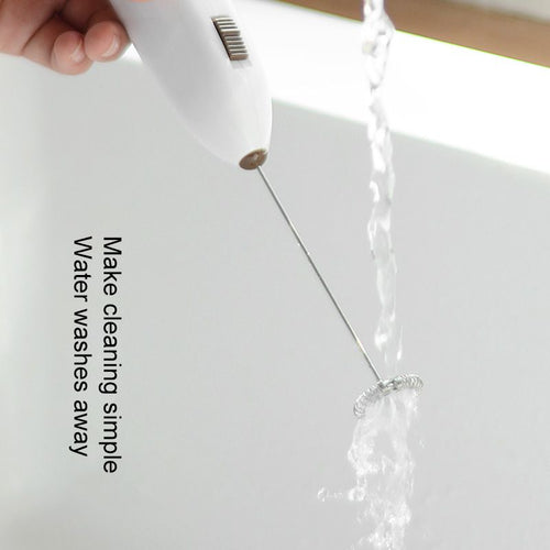 White Electric Egg Beater Milk Frother For Coffee Household Kitchen Mini Stainless Steel Coffee Milk Tea Blender EasyOptionXY LLC