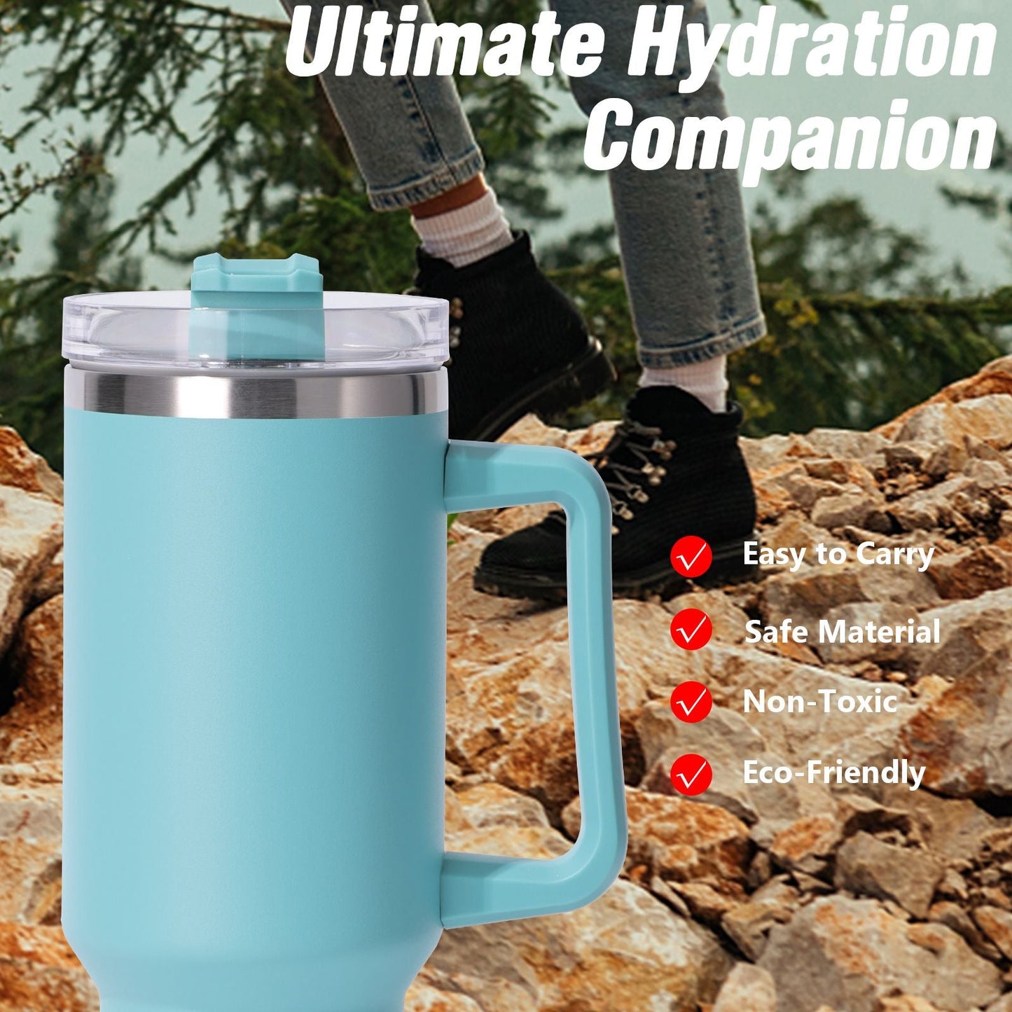 40oz large capacity tumbler, With Handle And Straw Lid, Insulated Reusable Stainless Steel Water Bottles Travel Mug Coffee Cup car cup water cup For Men Women Outdoor Camping Driving, gift EasyOptionXY LLC