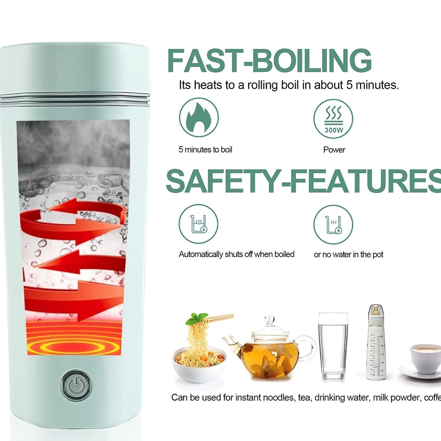 350ml Travel Electric Kettle; Small Stainless Steel Portable Electric Kettle For Boiling Water; Travel Tea Kettle Automatic Shut Off Water Boiler - One Cup Hot Water Maker EasyOptionXY LLC
