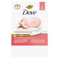 Dove Beauty Bar Soap for Women Rebalancing White Peach & Rice Milk All Skin, 3.75 oz 4 Bars EasyOptionXY LLC
