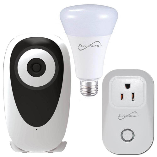3-Pc. Smart Home Starter Kit with WiFi enabled: HD Camera, Plug, & Bulb Jupiter Gear