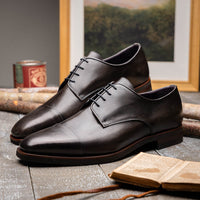 Zelli Italia 25-550-GRY ENZO Italian Calfskin Cap Toe Burnished Black