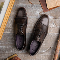 Zelli Italia 25-550-GRY ENZO Italian Calfskin Cap Toe Burnished Black