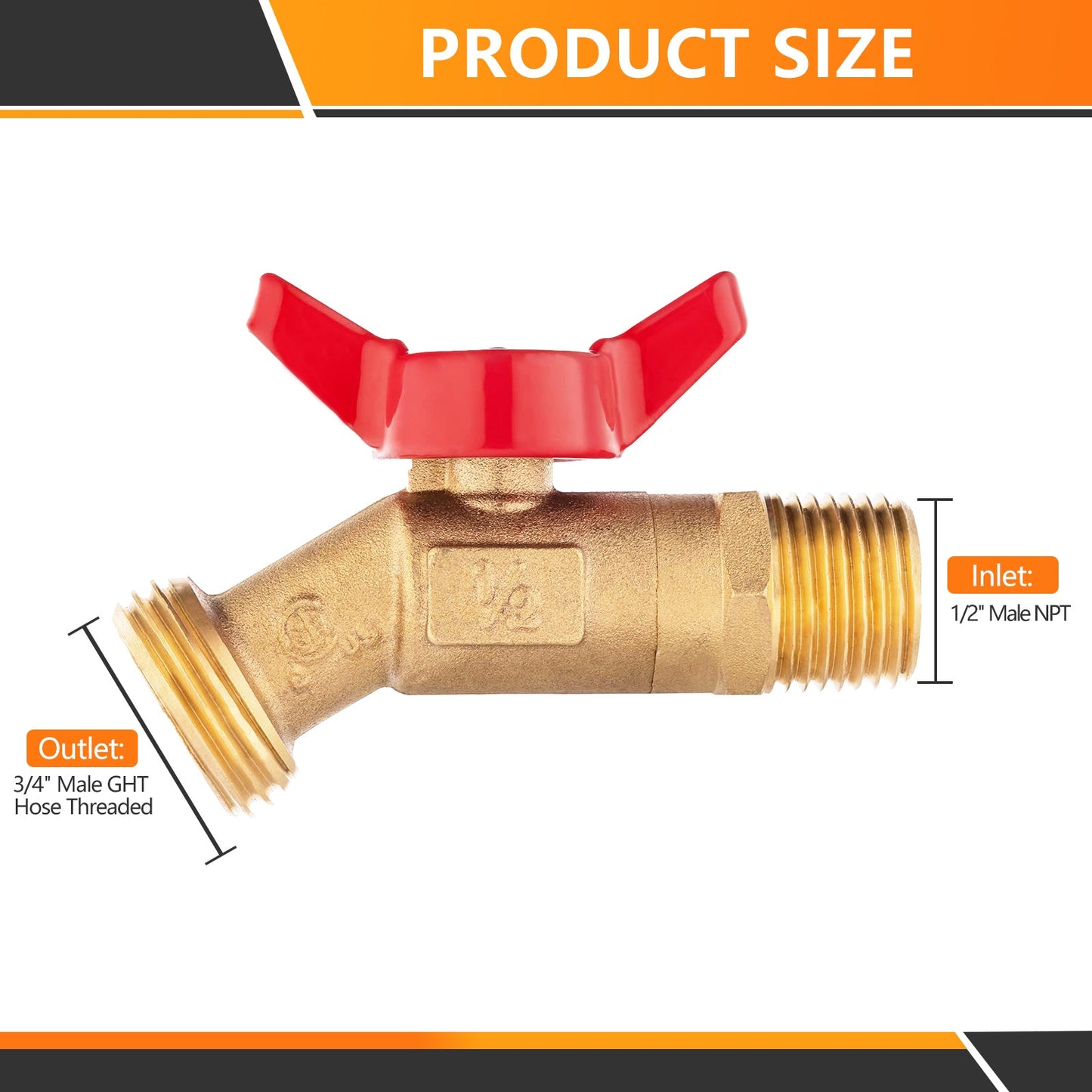 10 Pcs 1/2" Hose Boiler Drain Angle, 1/4 Turn