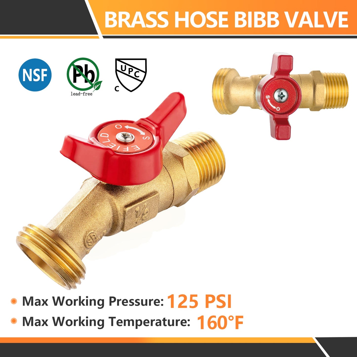1/2" Hose Boiler Drain Angle, 1/4 Turn