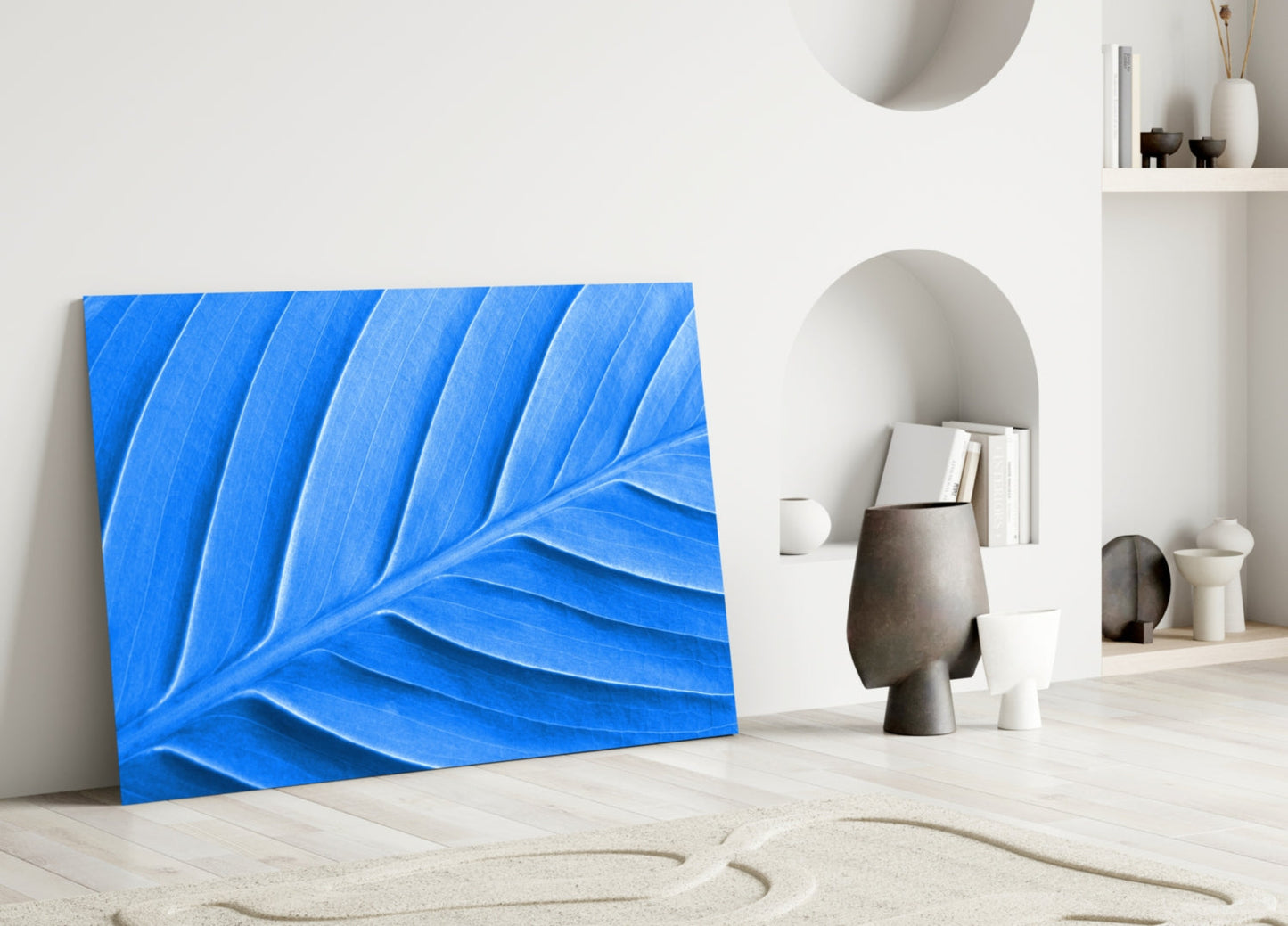 Insigneart USA Insigneart USA Blue Leaf Glass Wall Art