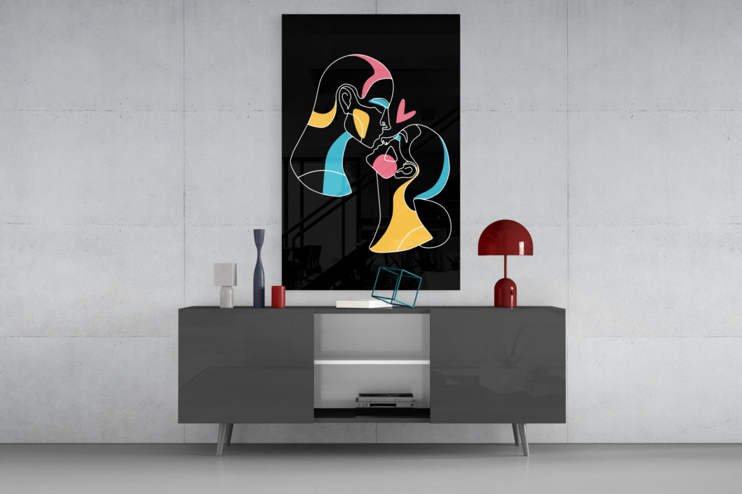Insigneart USA Insigneart USA Abstract Colorful Portrait Glass Wall Art